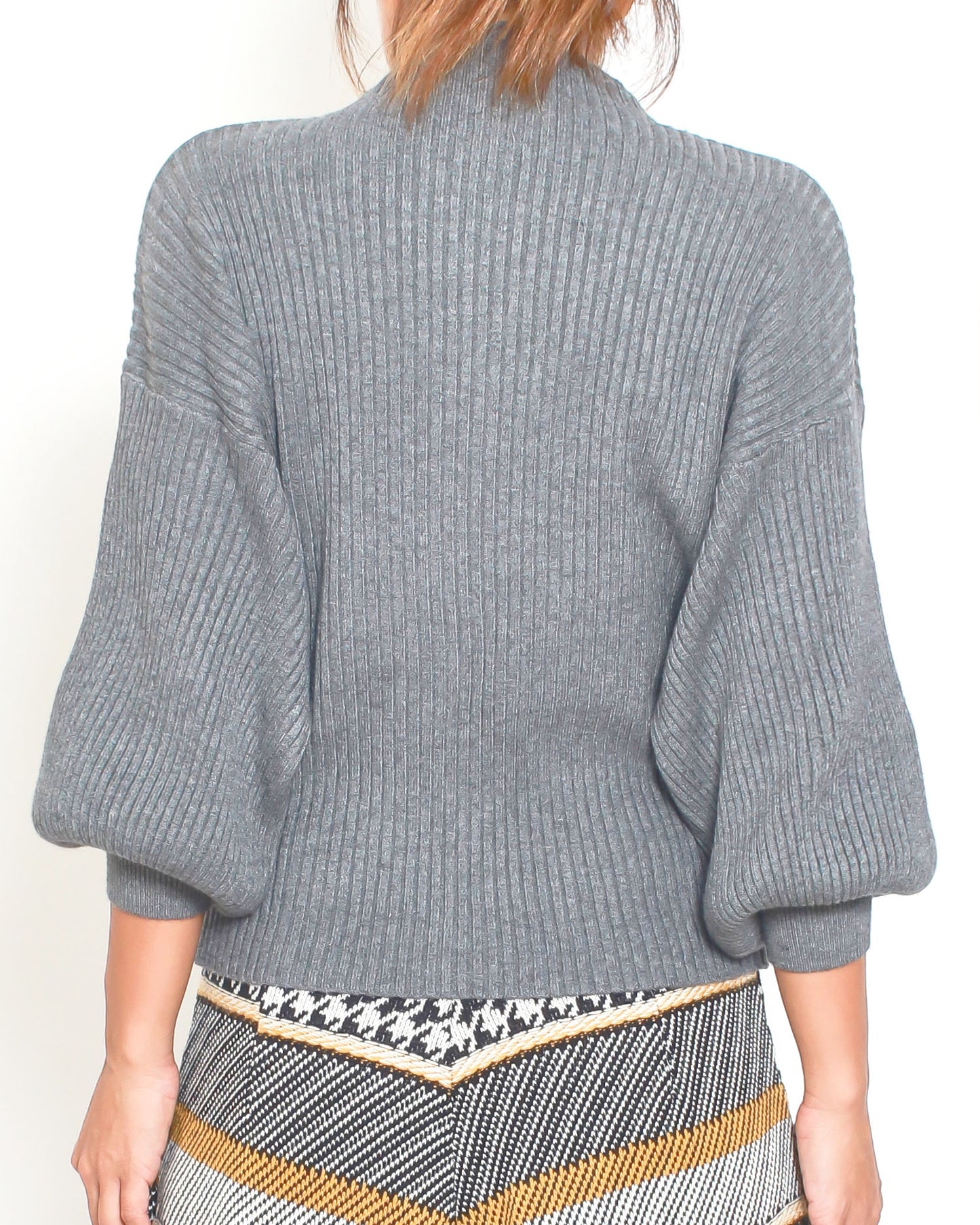 grey high neck batwing knitted top *pre-order*