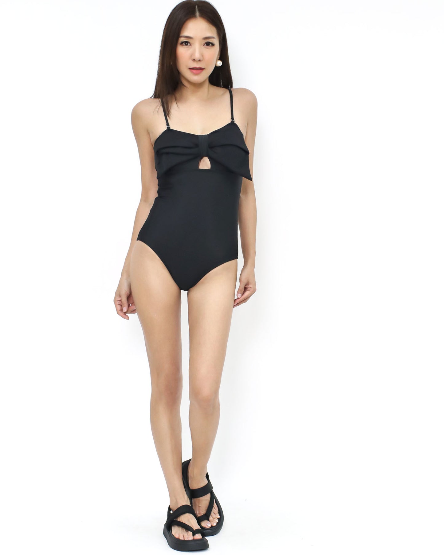 black bow front one piece swimwear *pre-order*