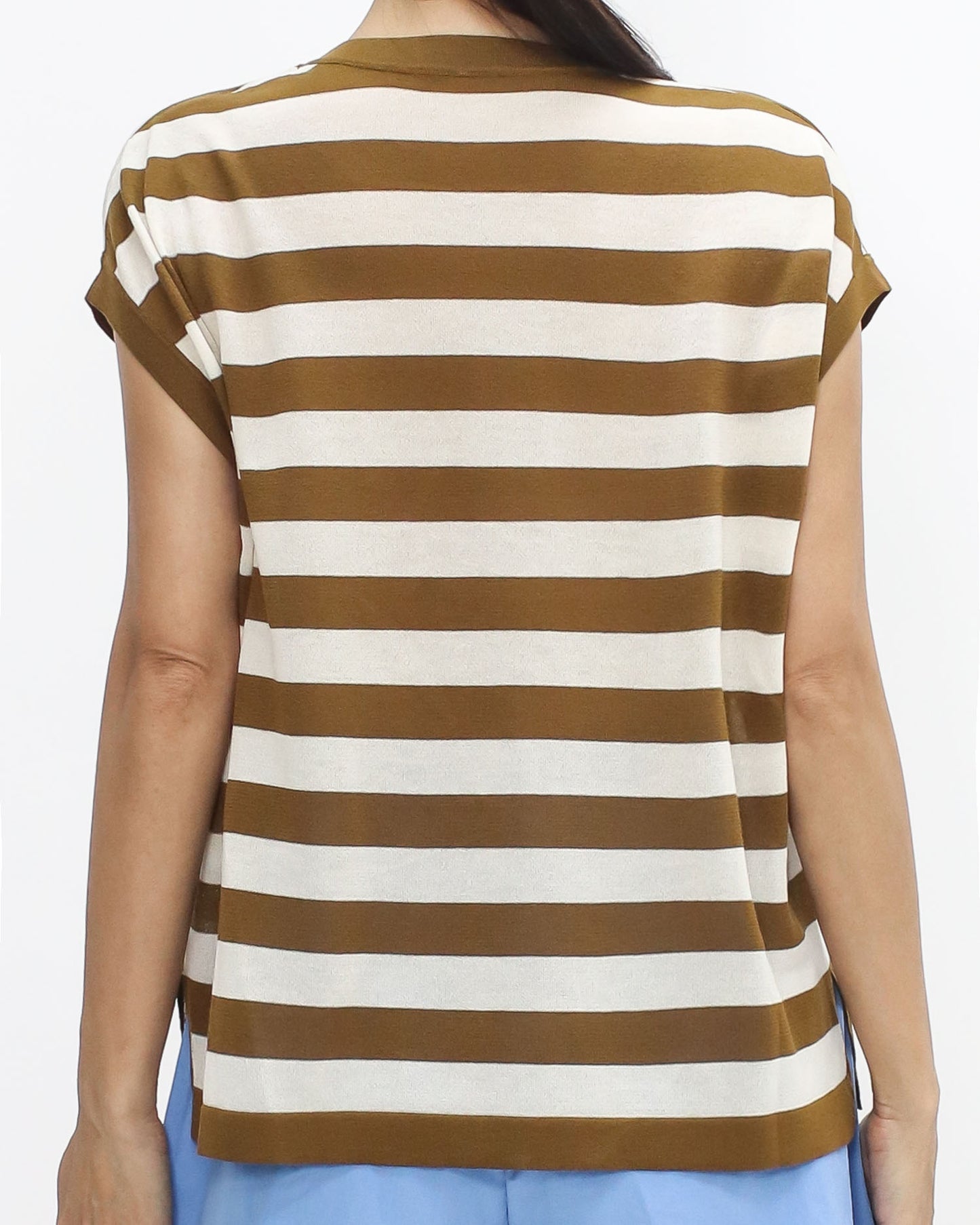 brown & ivory stripes fine knitted top