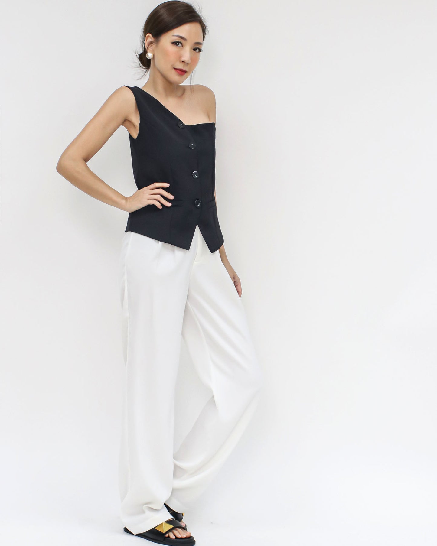 black one shoulder blazer top *pre-order*