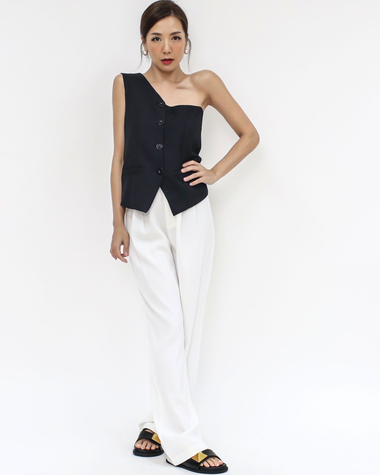 black one shoulder blazer top *pre-order*