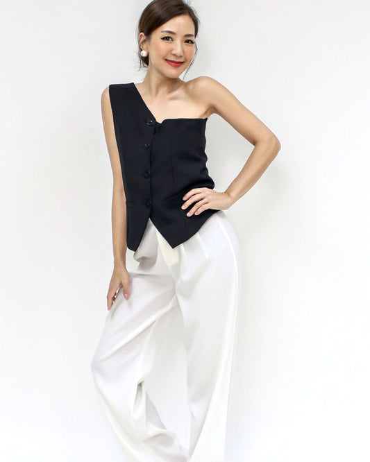 black one shoulder blazer top *pre-order*