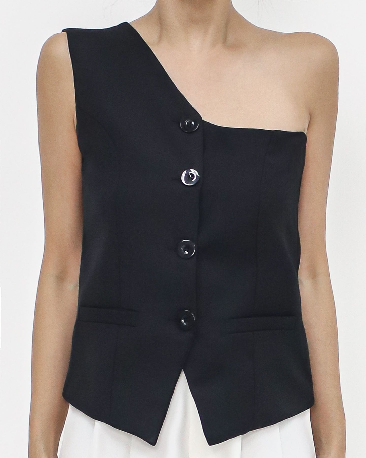 black one shoulder blazer top *pre-order*