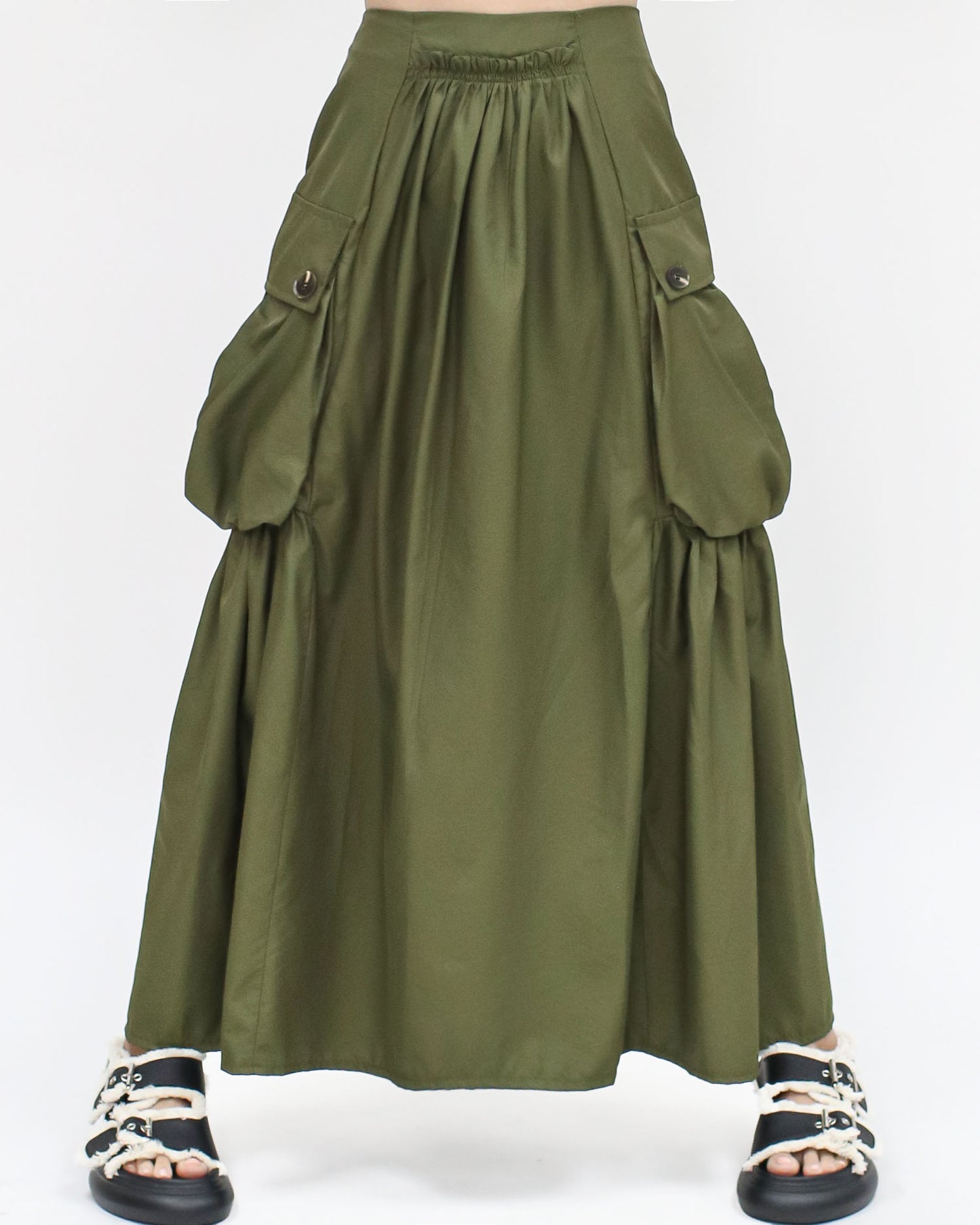 green pockets sides longline shirt skirt