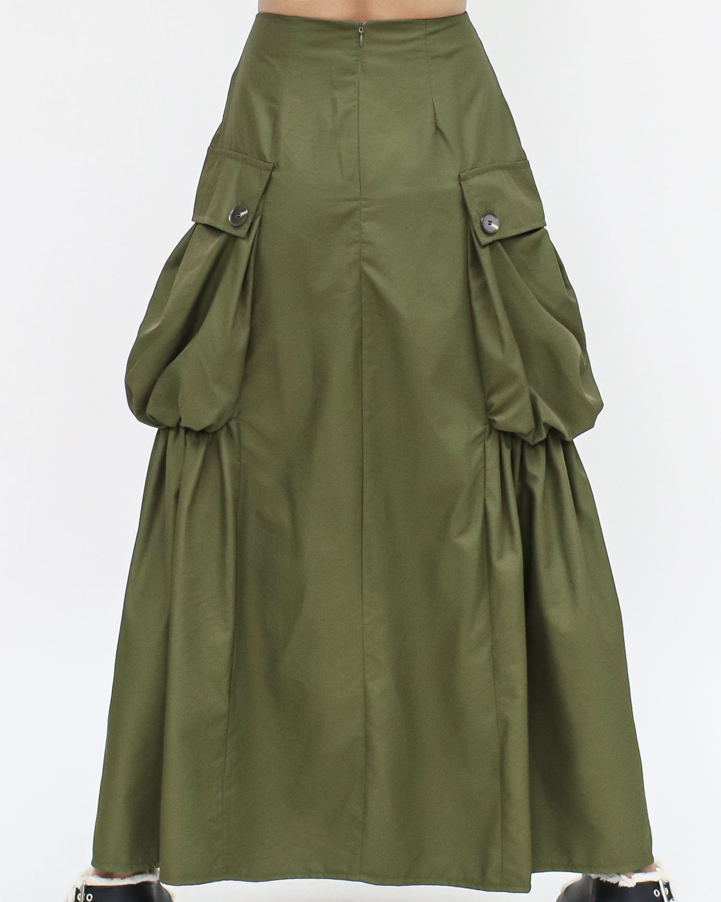 green pockets sides longline shirt skirt