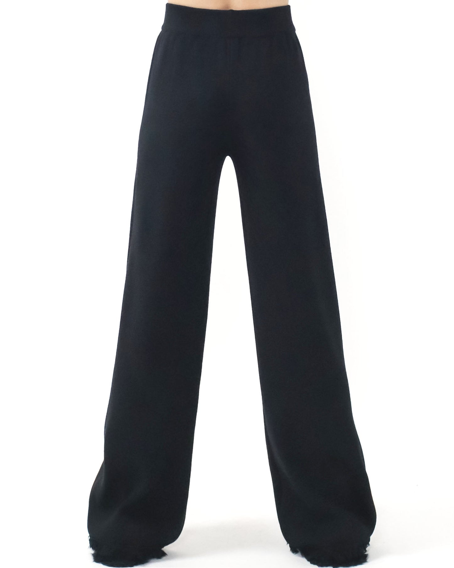 black tassel hem straight knitted pants *pre-order*