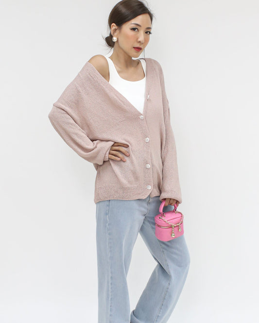 pink fine knitted cardigan *pre-order*