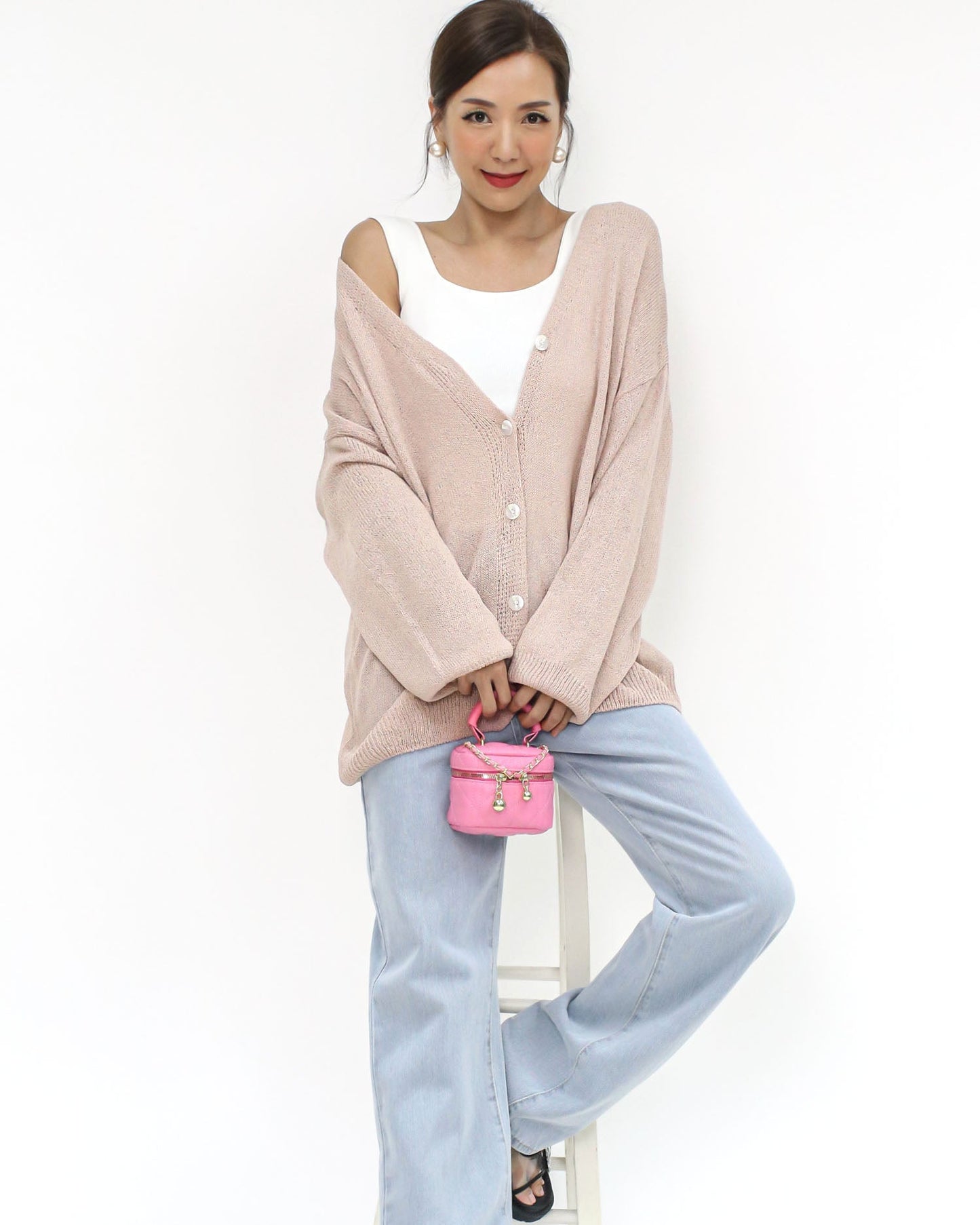 pink fine knitted cardigan *pre-order*