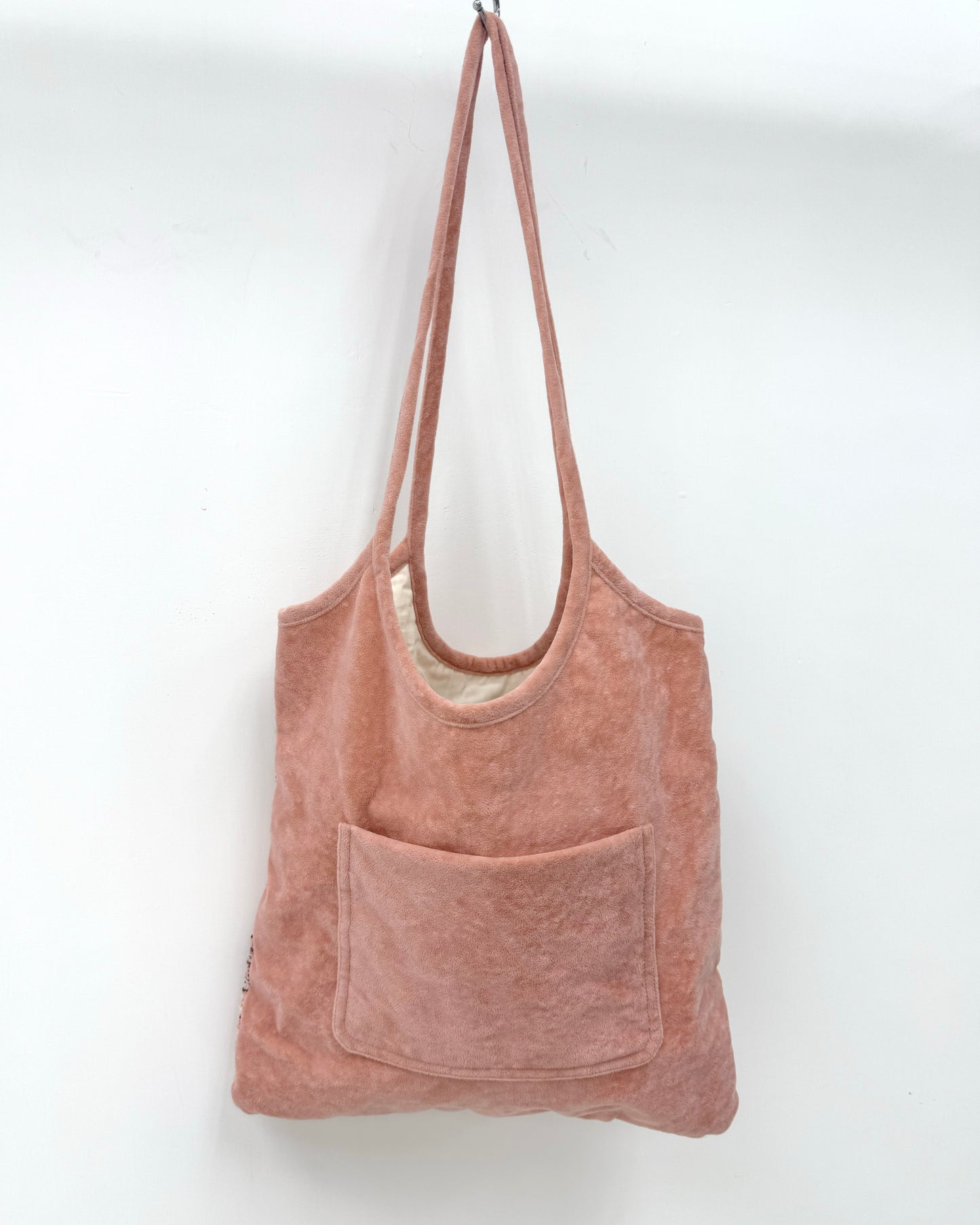 peach pink sequins w/ suede tote bag *pre-order*