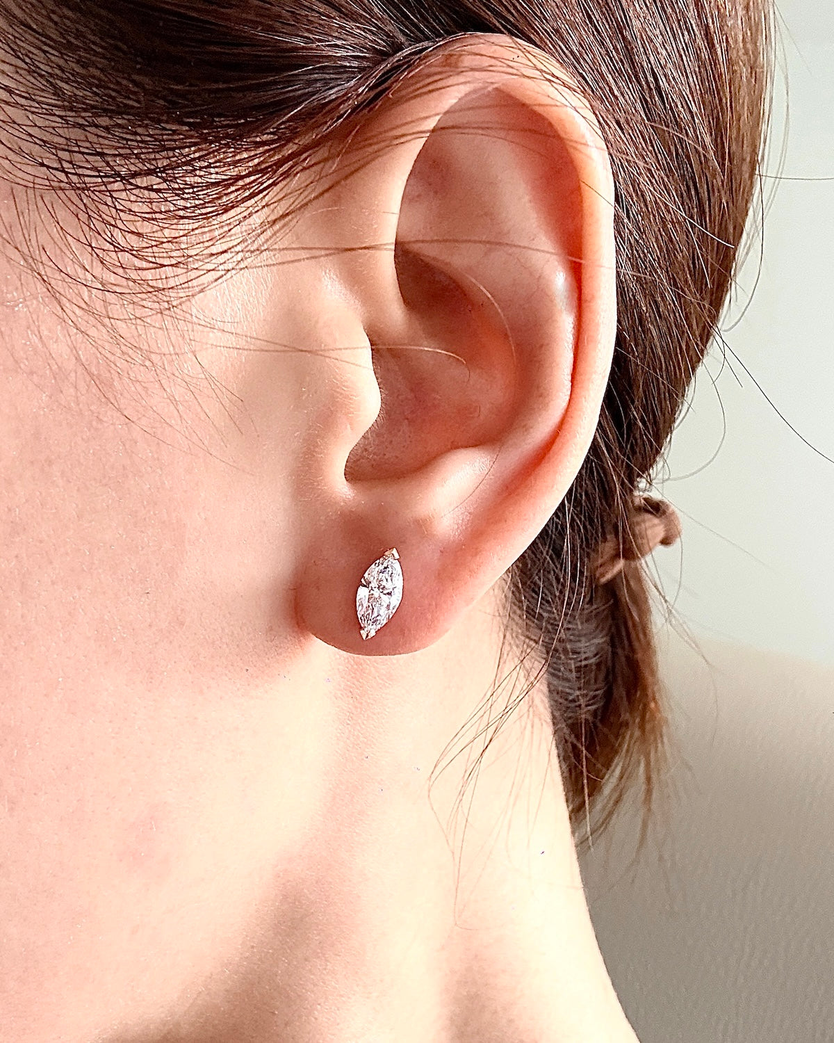 GAL 0.7ct each marquise lab-grown diamonds studded earrings