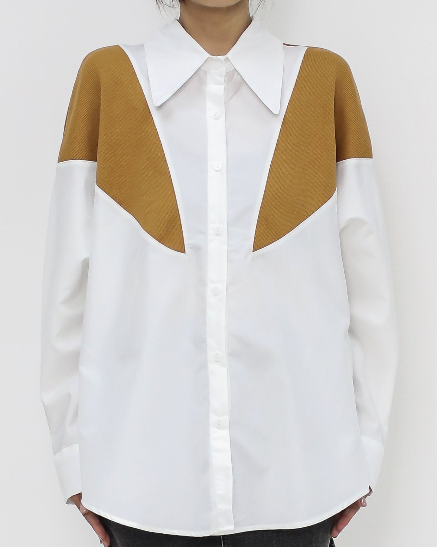 ivory and beige knitted shirt