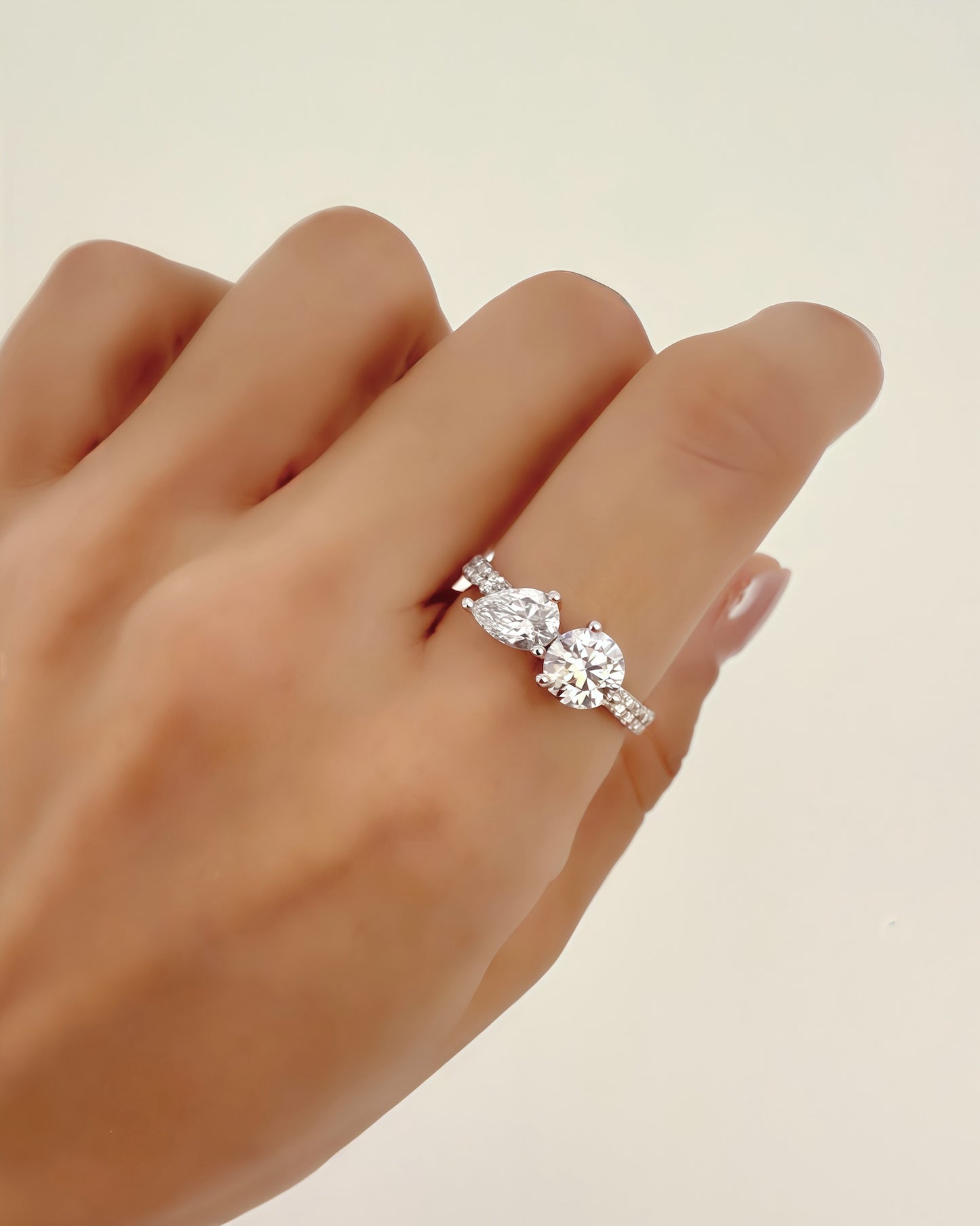 GAL 1.3ctw pear & round halo lab-grown diamond alloy ring