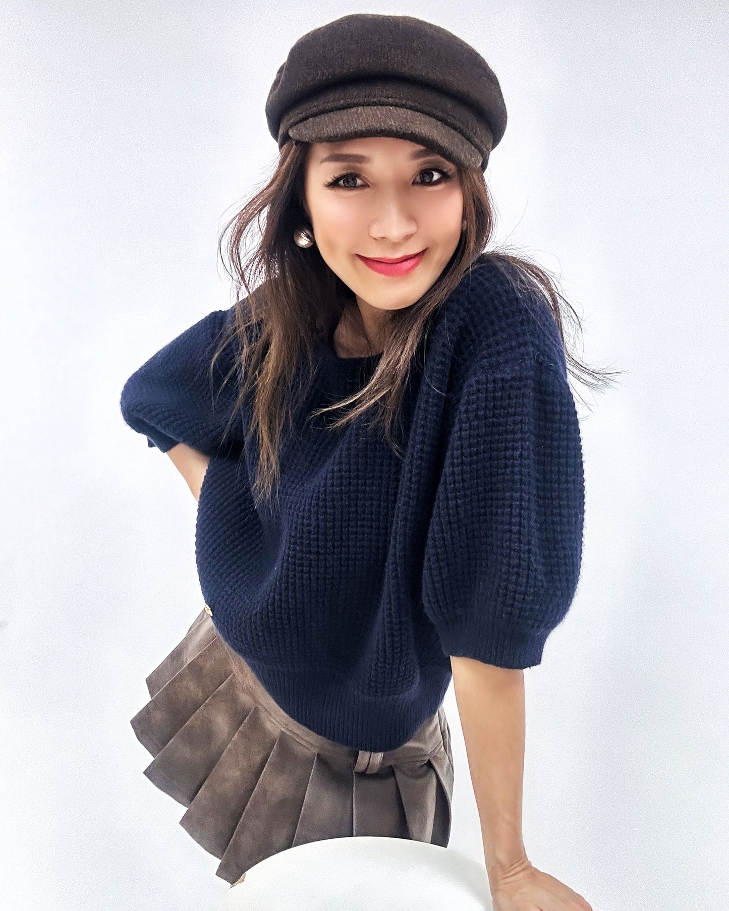 navy cashmere knitted top