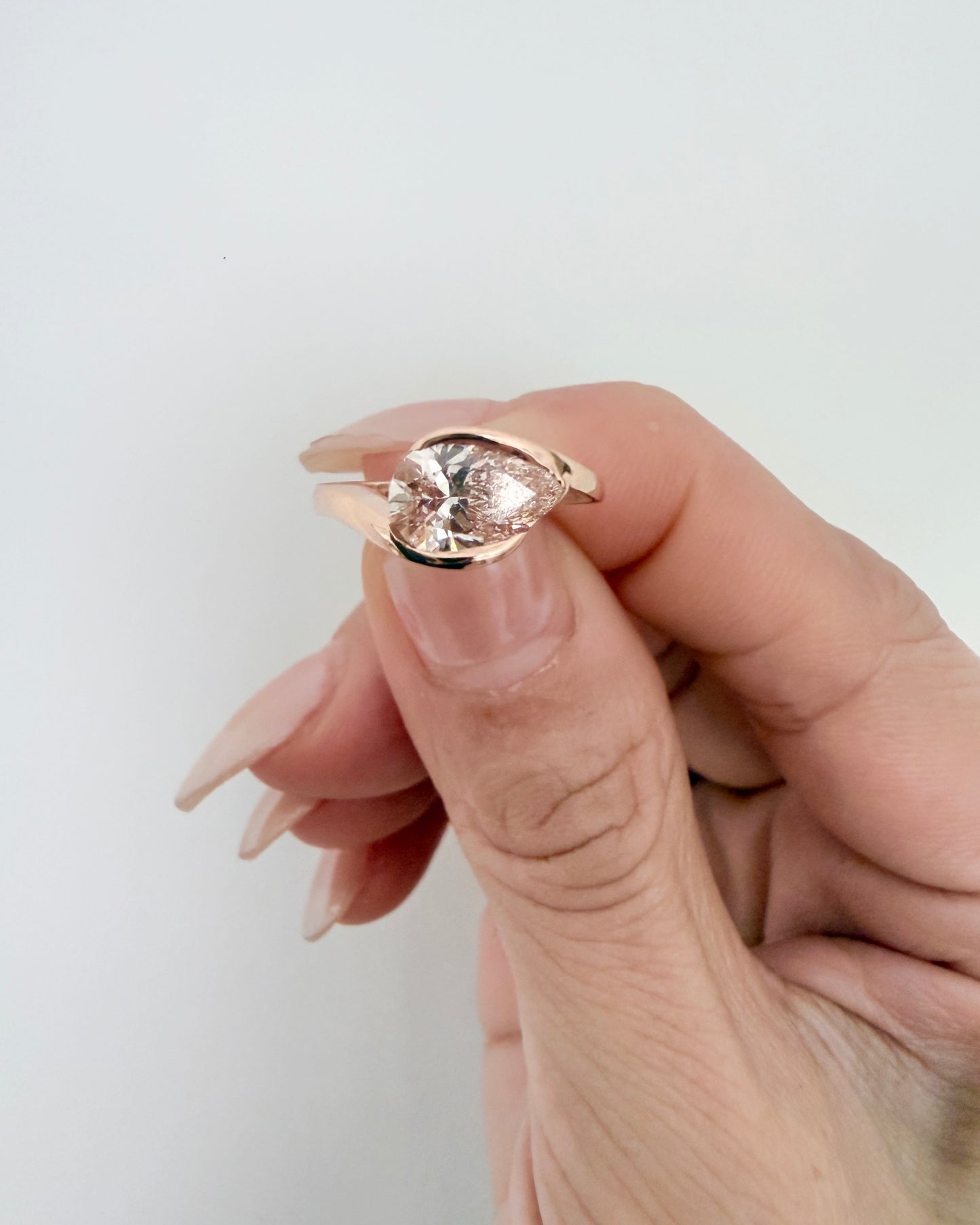 GAL 1ct pink pear lab-grown diamond ring