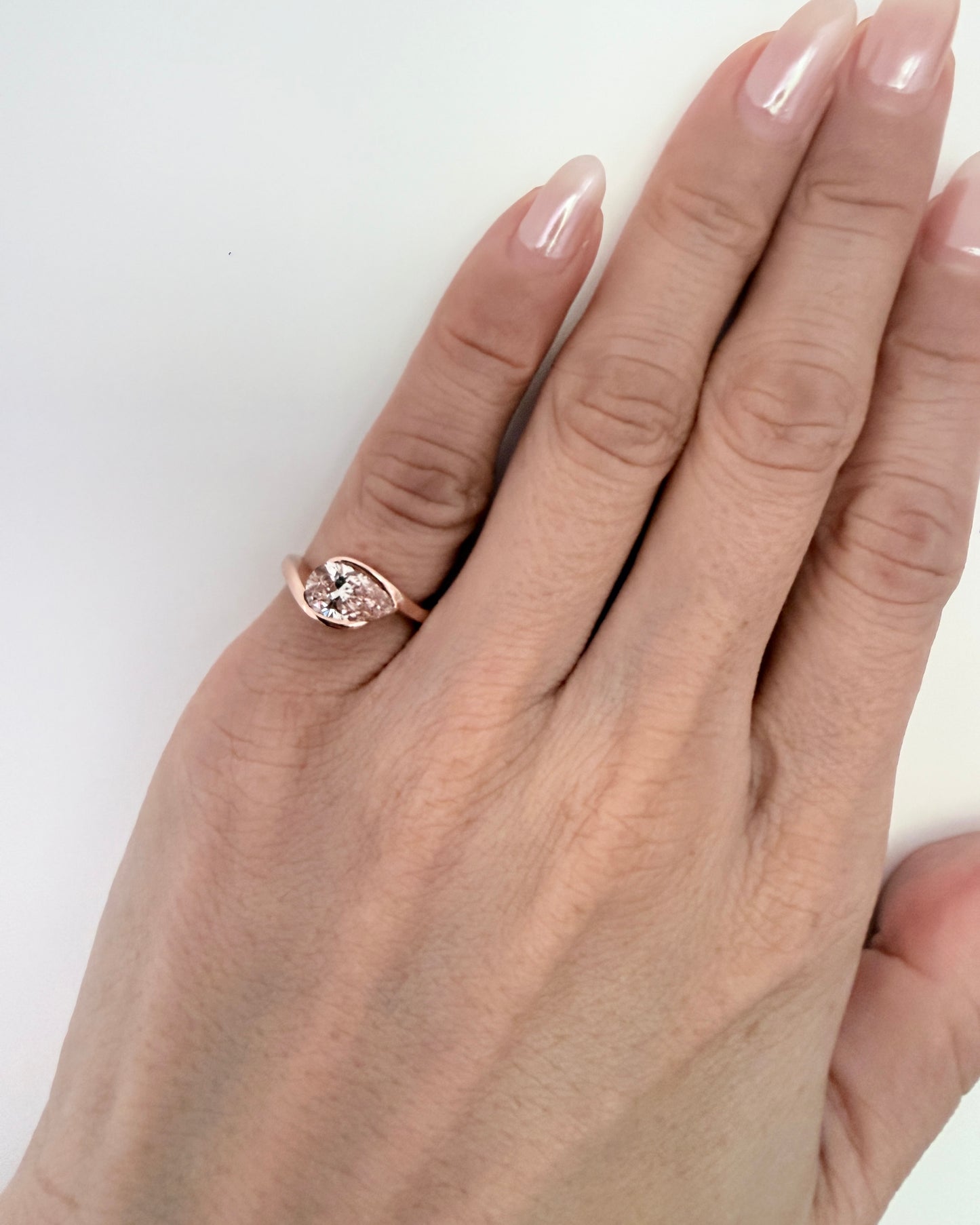 GAL 1ct pink pear lab-grown diamond ring