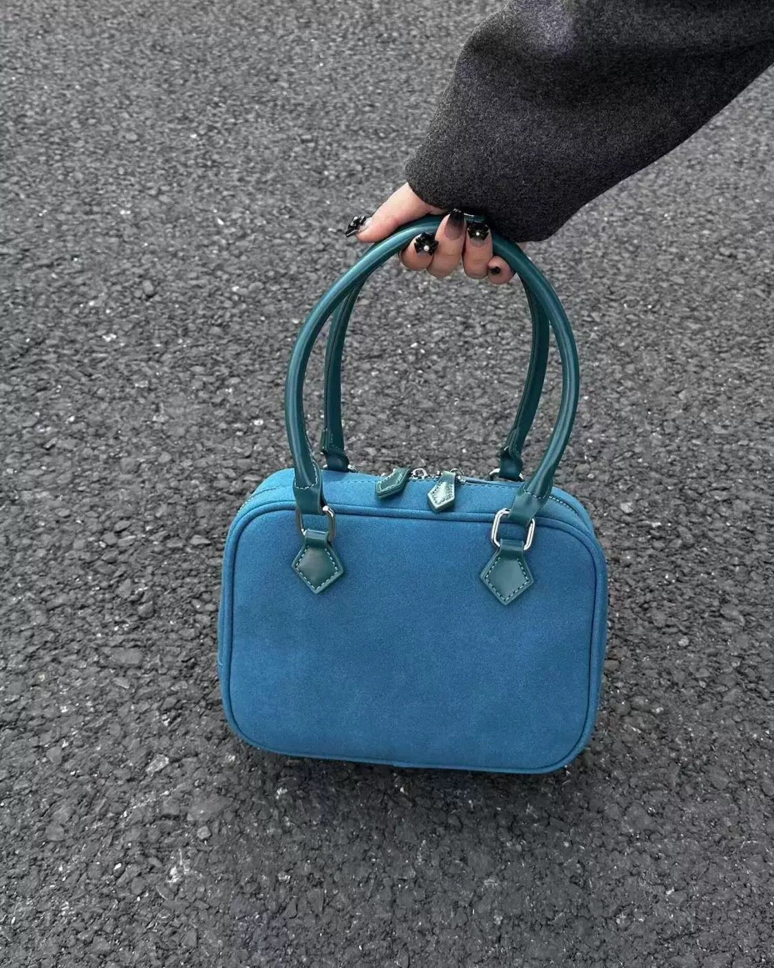 turquoise suede handbag *pre-order*