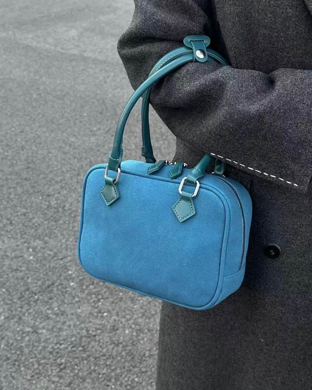 turquoise suede handbag *pre-order*