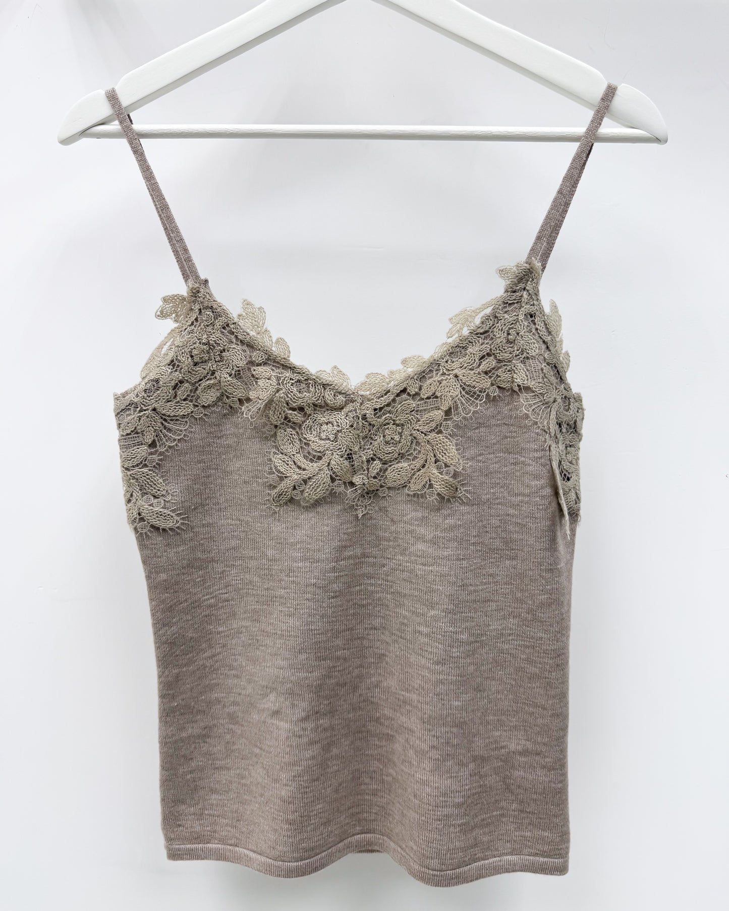 beige lace knitted vest