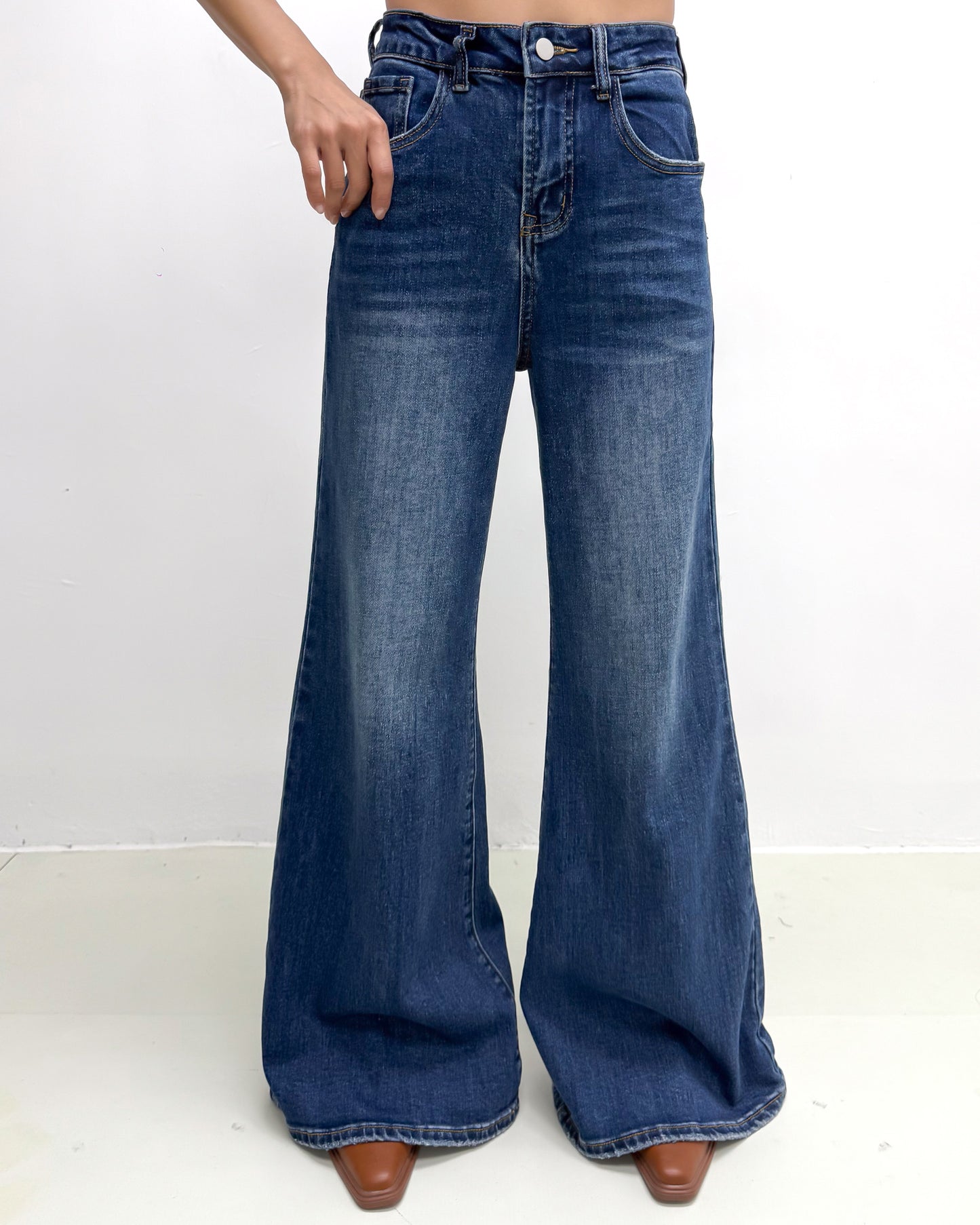 washed blue denim flare jeans *pre-order*