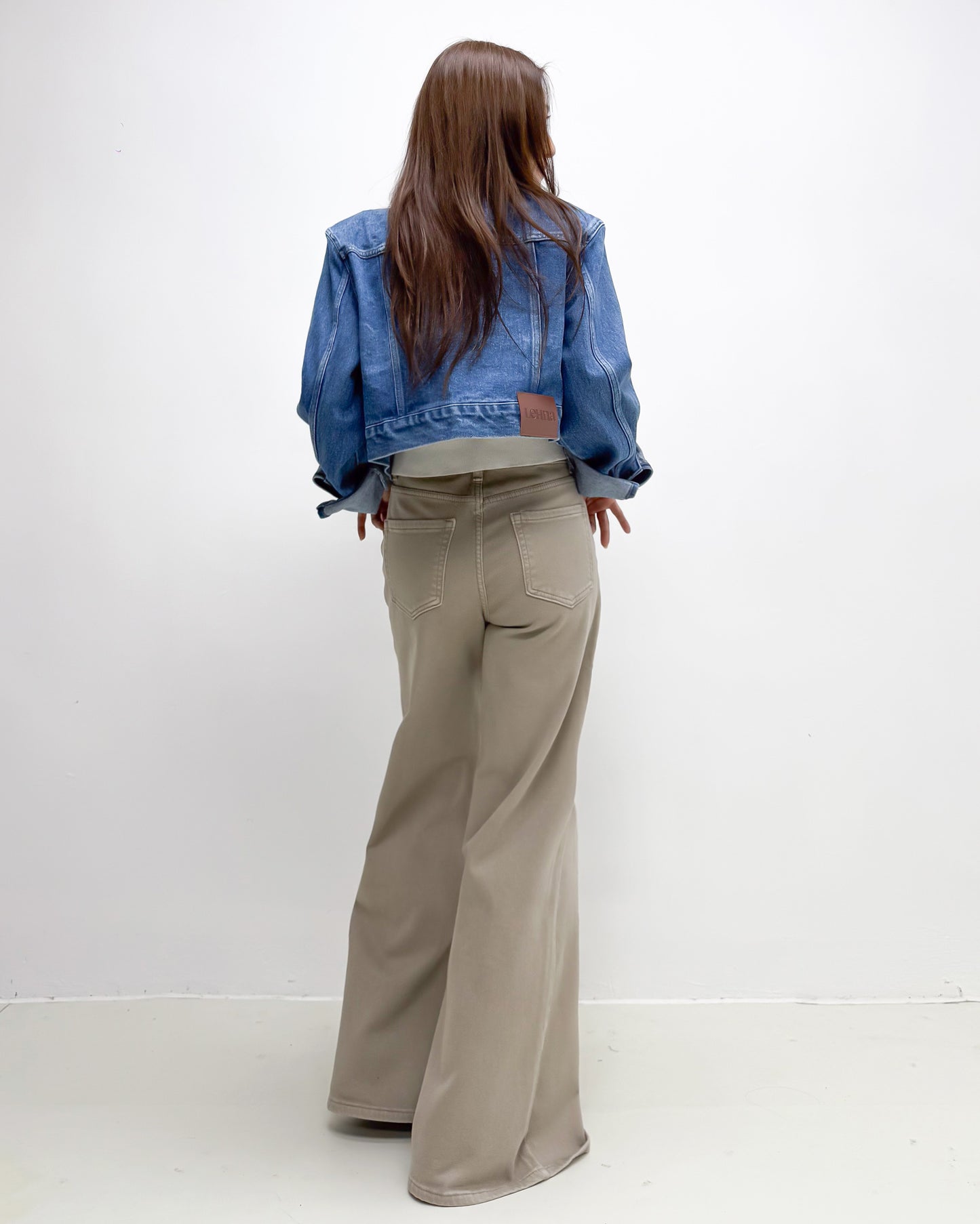 beige denim flare jeans *pre-order*