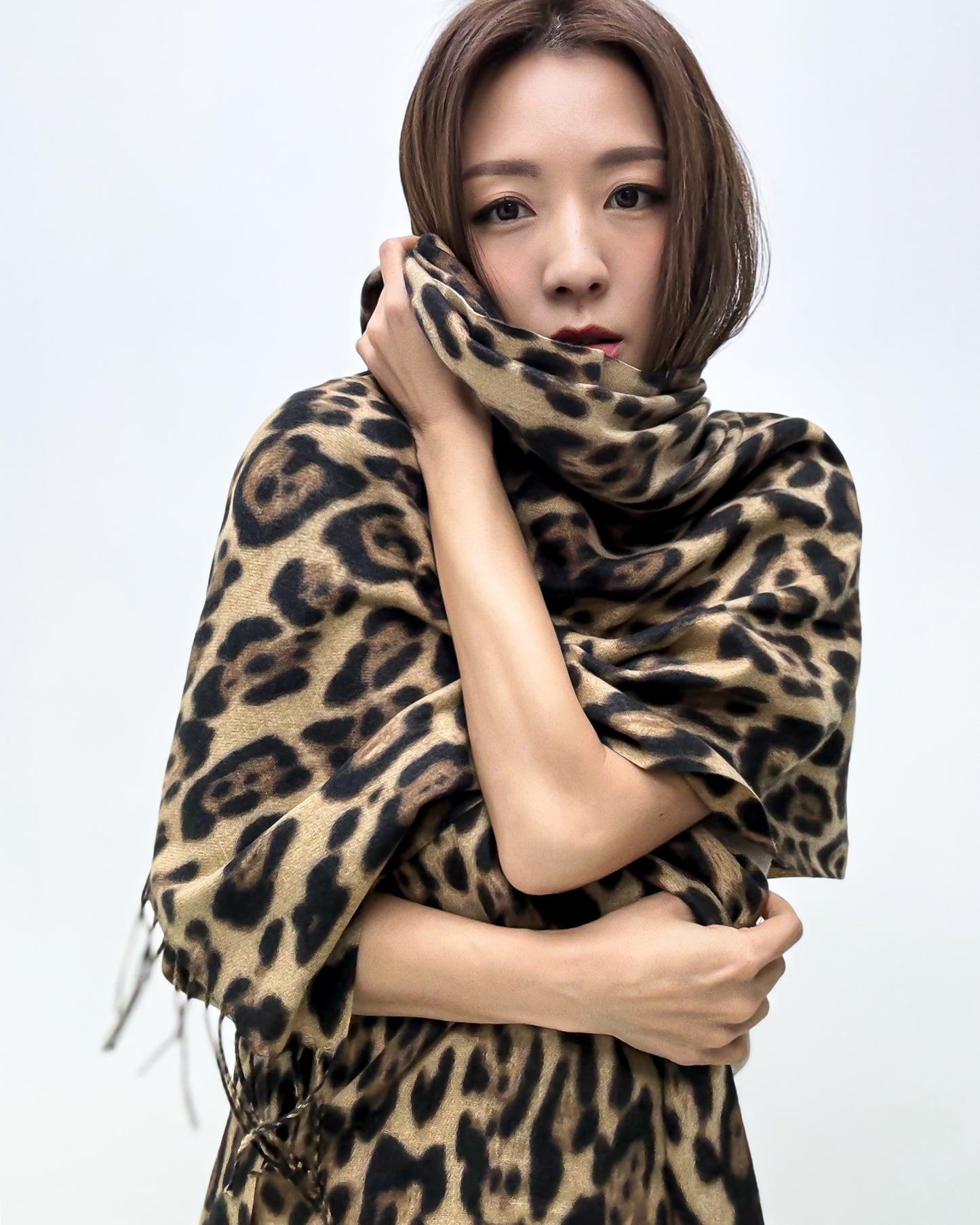 leopard printed cashmere tassels scarf *pre-order*