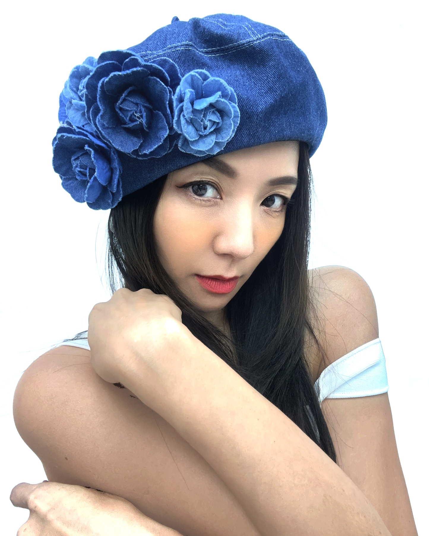 denim flowers beret *pre-order*