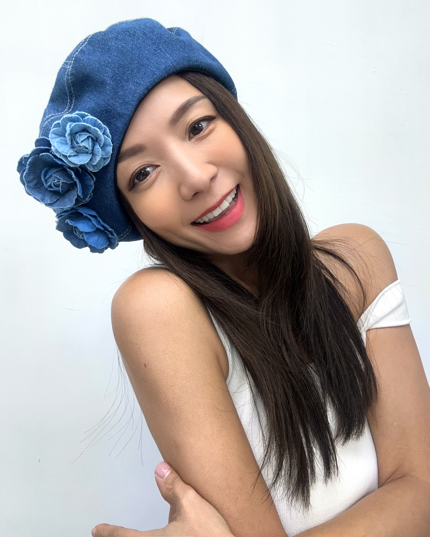 denim flowers beret *pre-order*