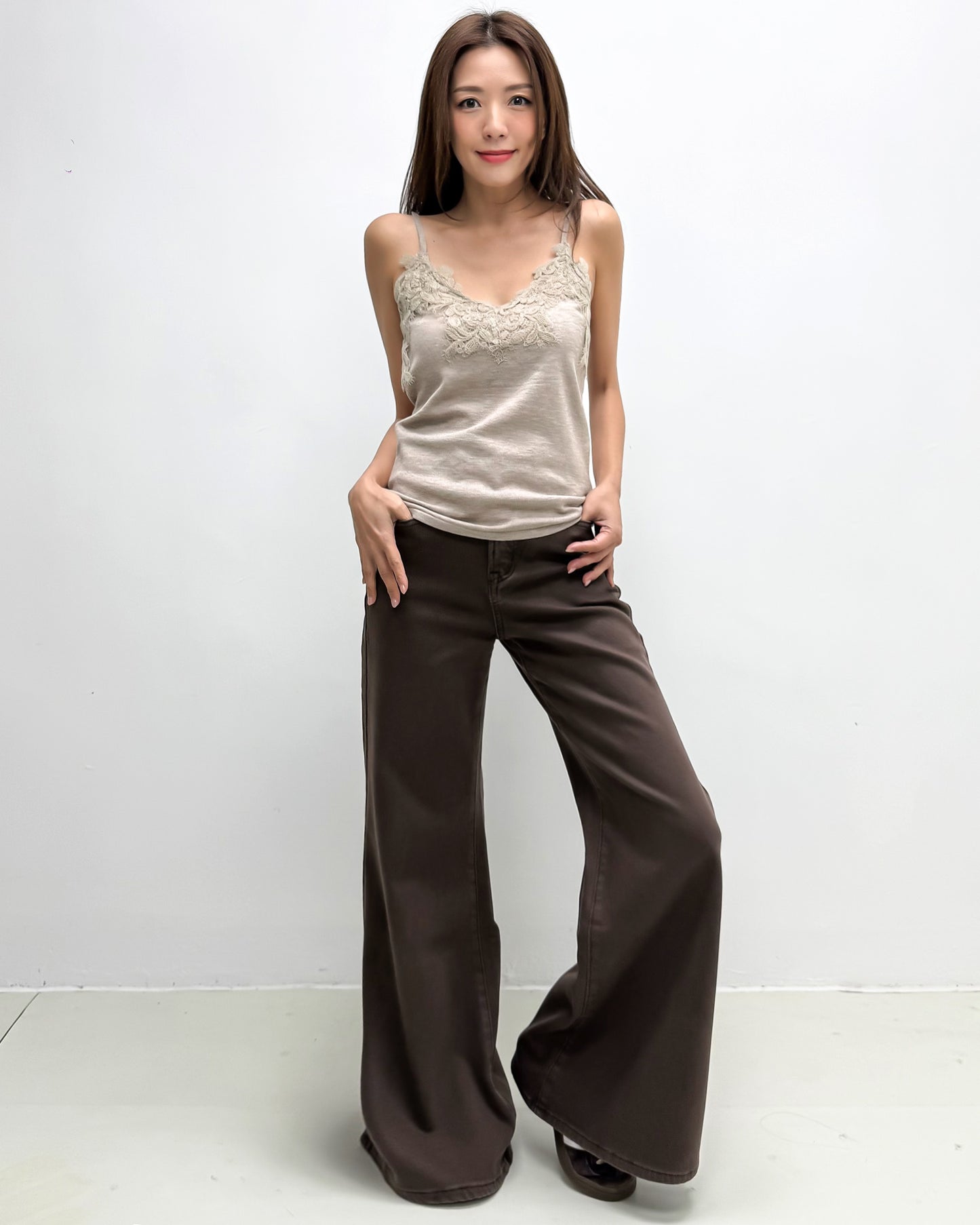 beige lace knitted vest