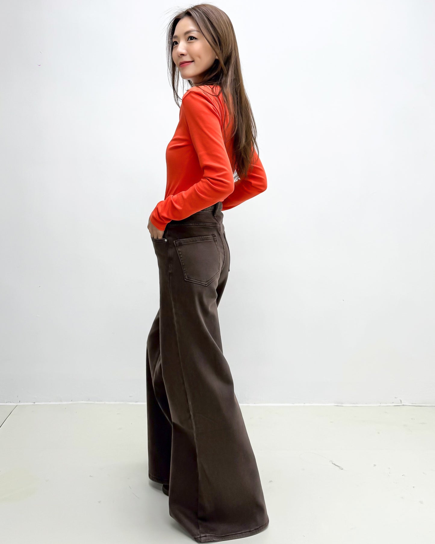 brown denim flare jeans *pre-order*