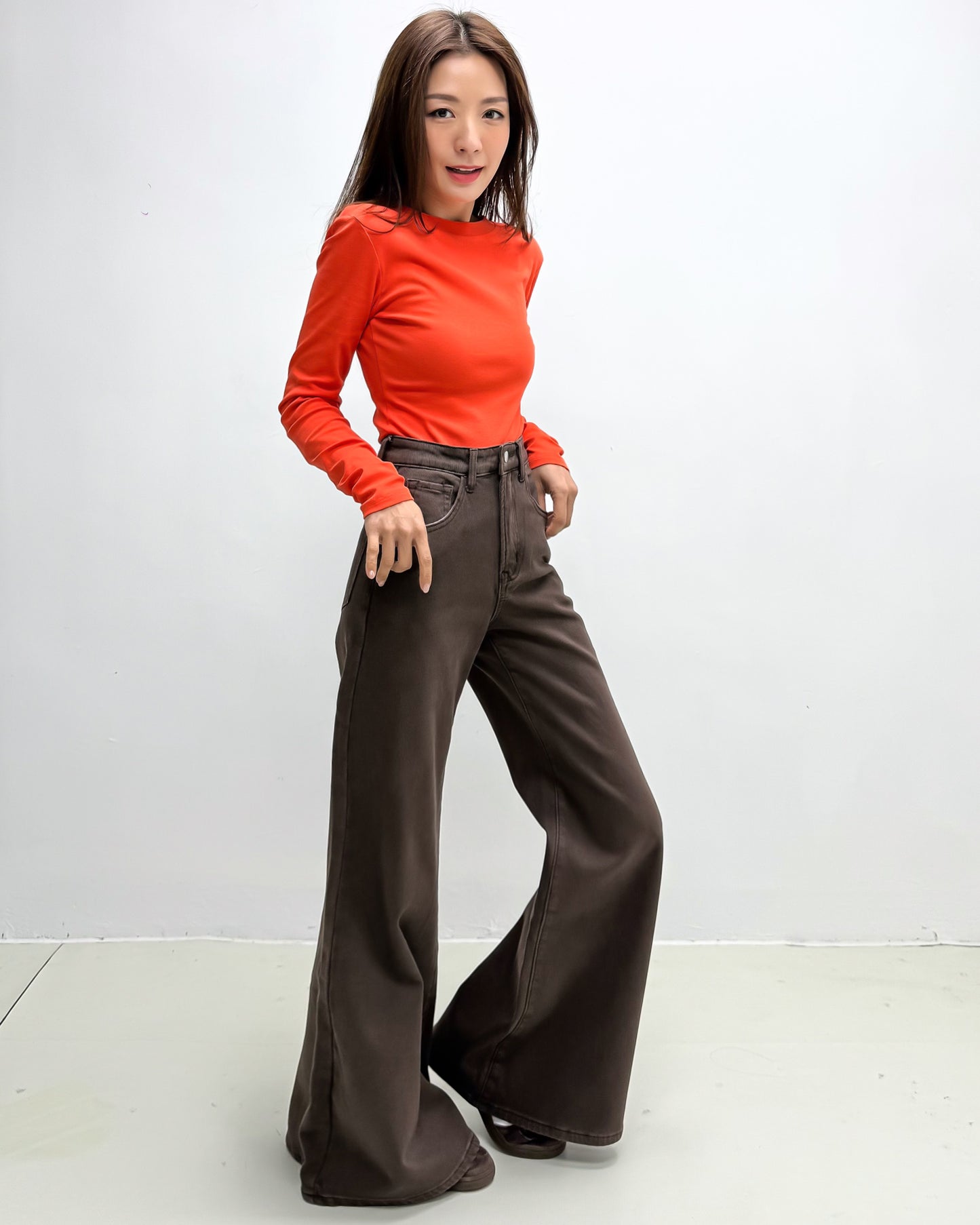 brown denim flare jeans *pre-order*