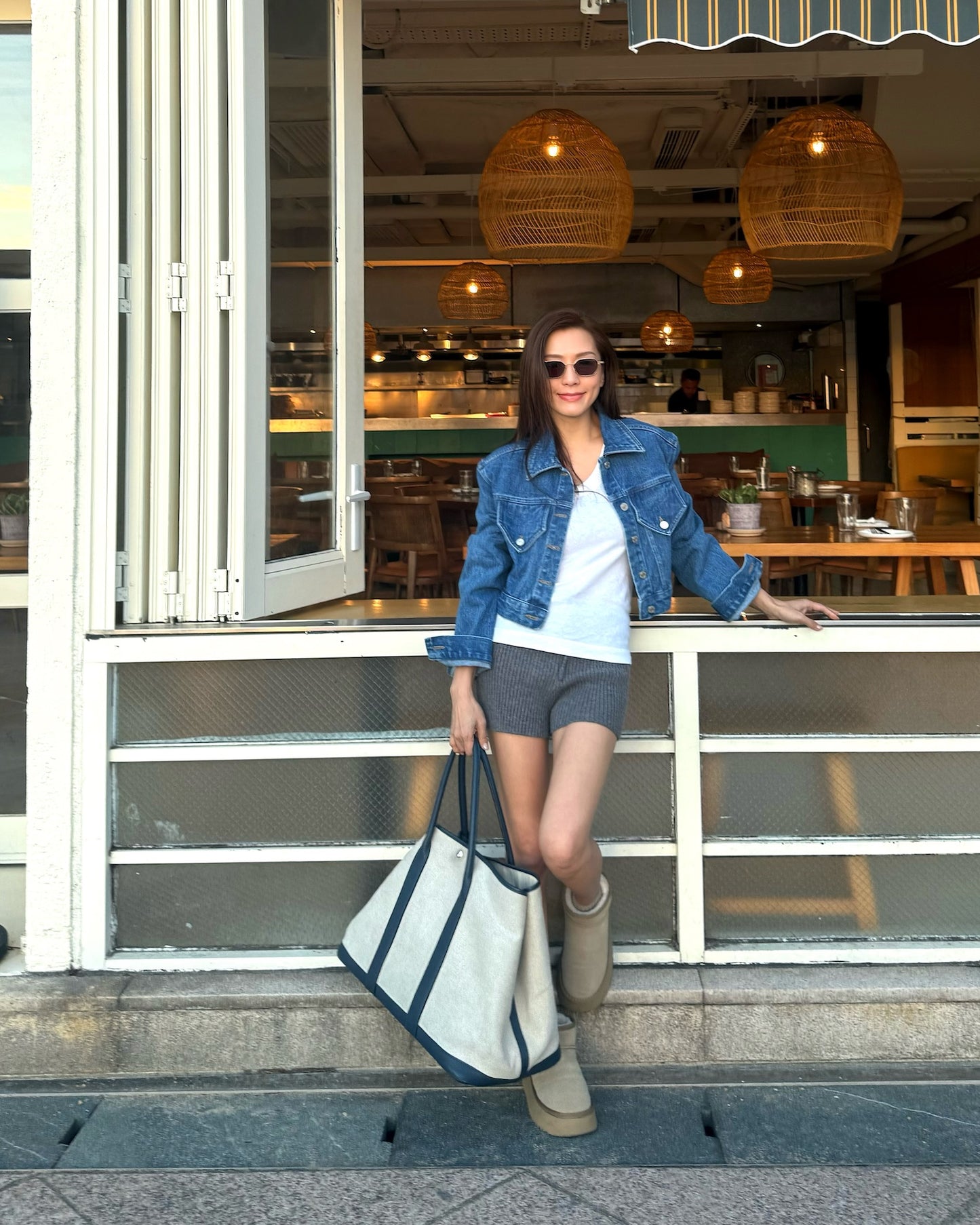blue denim shoulder pads cropped jacket