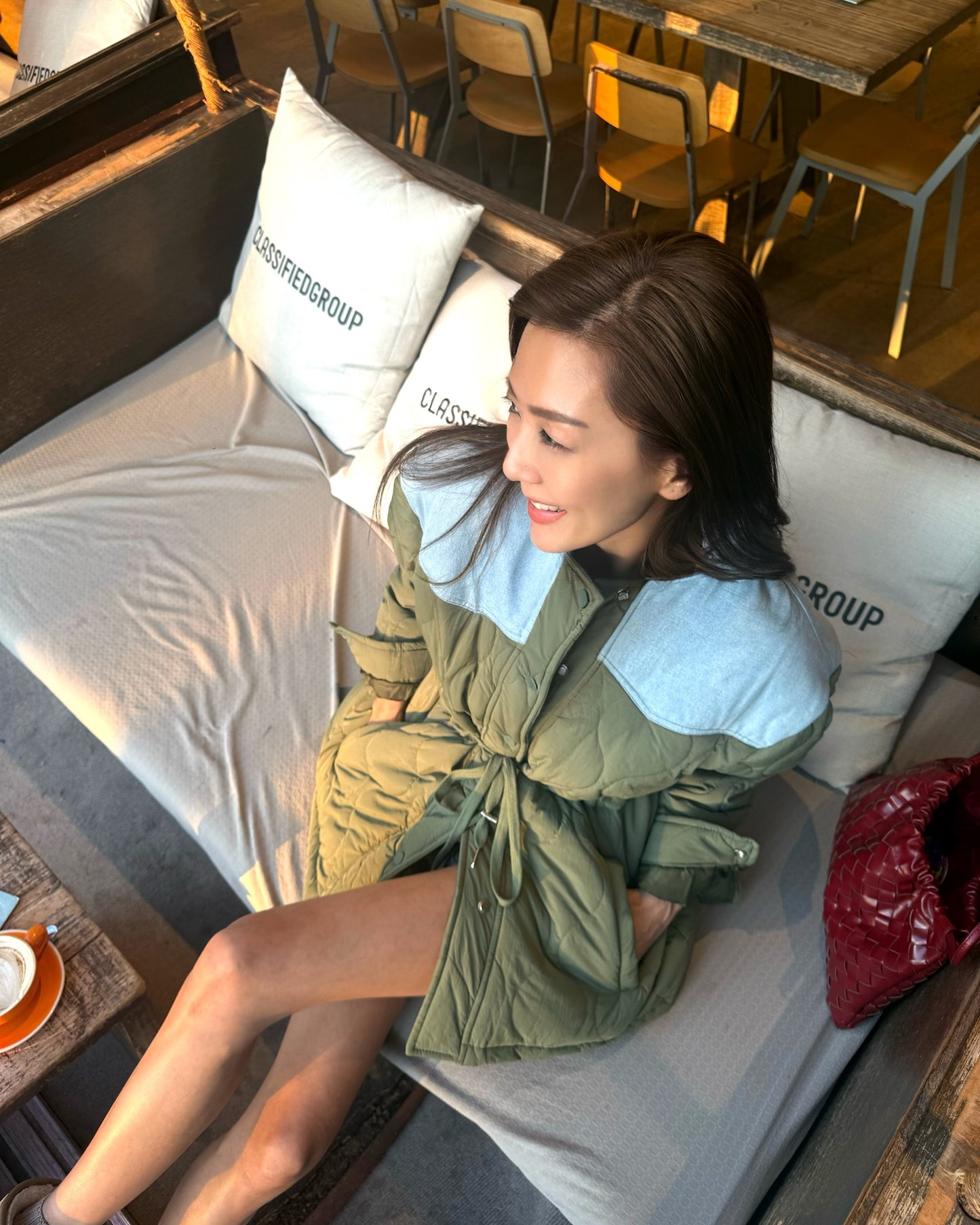 green w/ denim quilted jacket *pre-order*