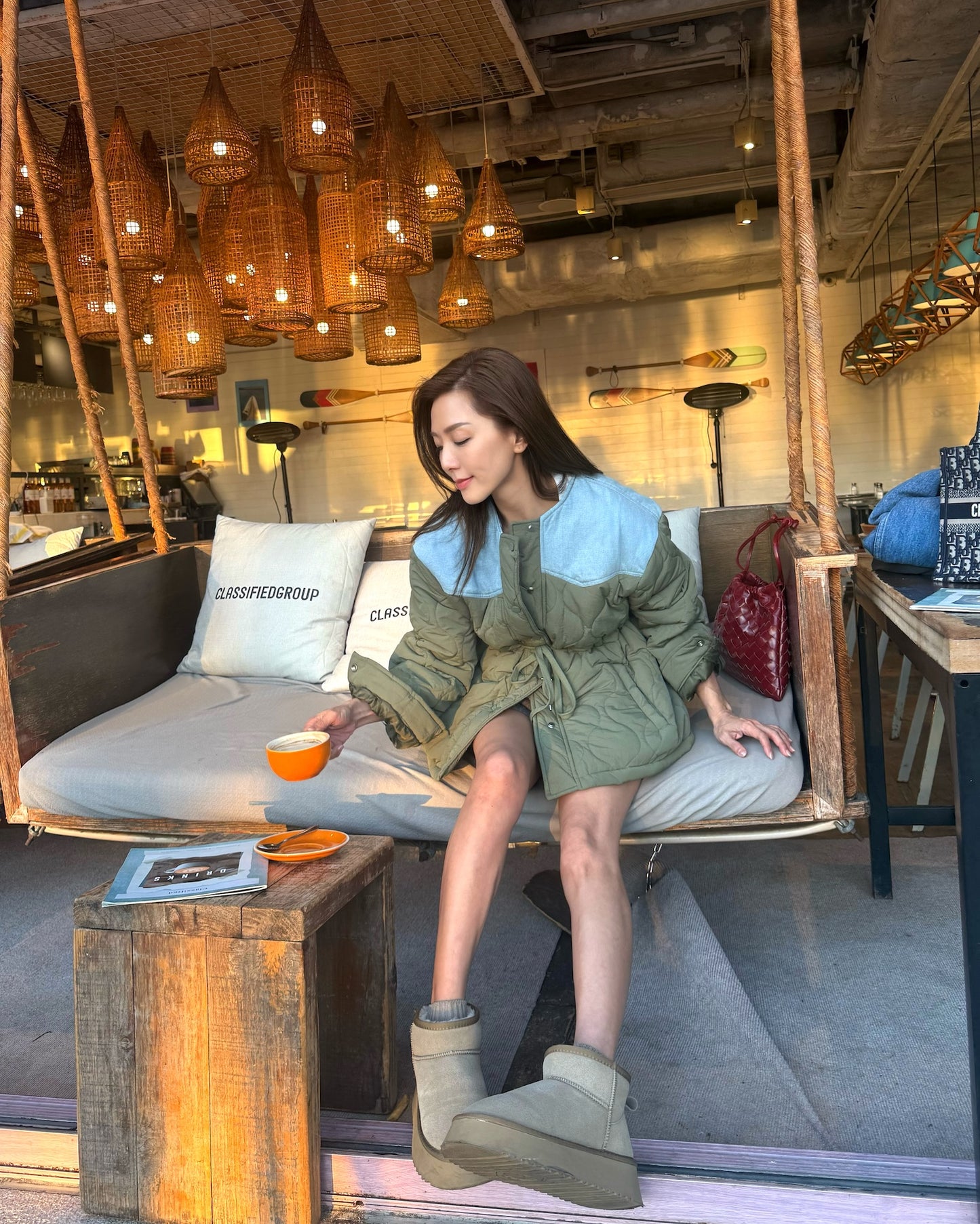 green w/ denim quilted jacket *pre-order*