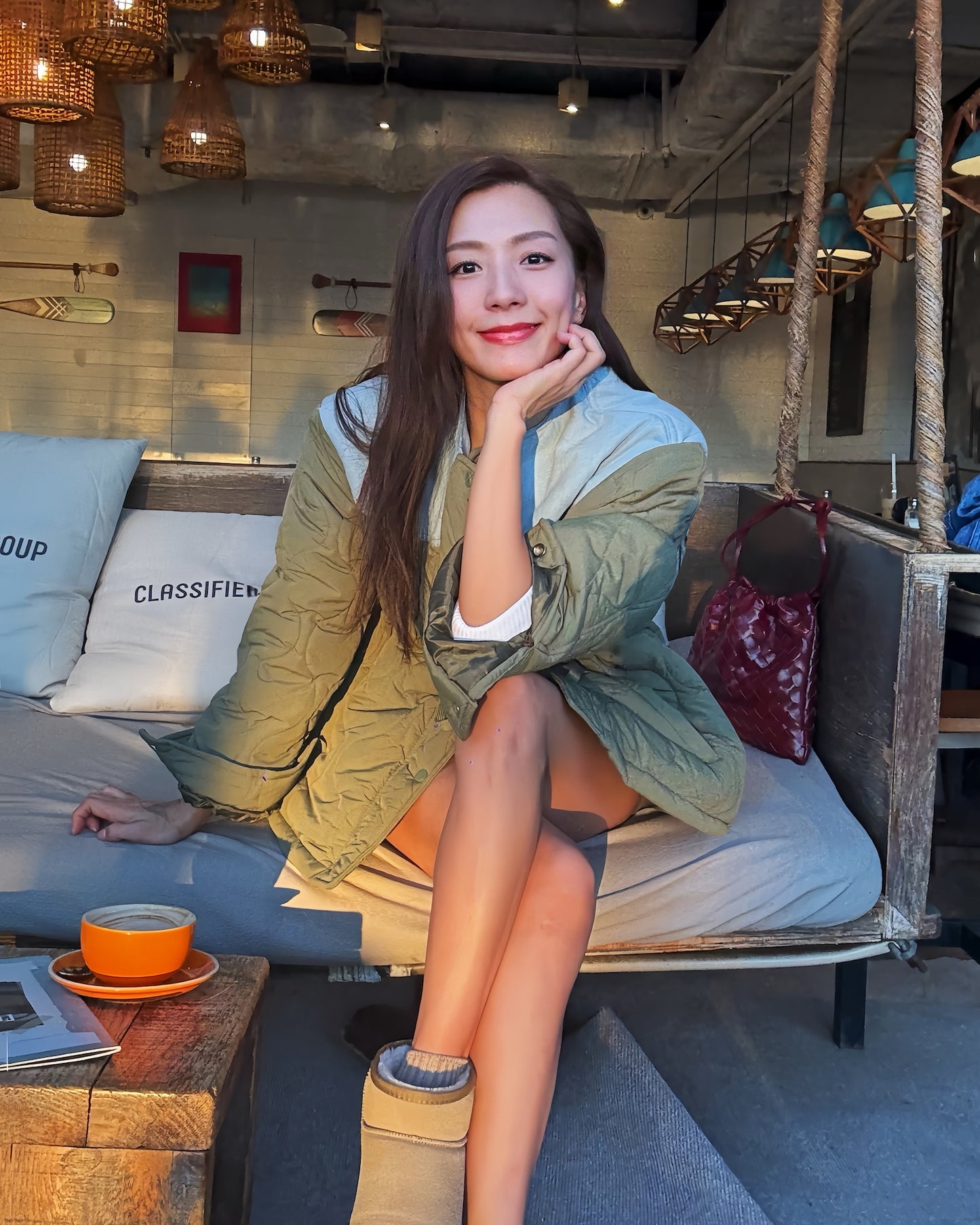 green w/ denim quilted jacket *pre-order*