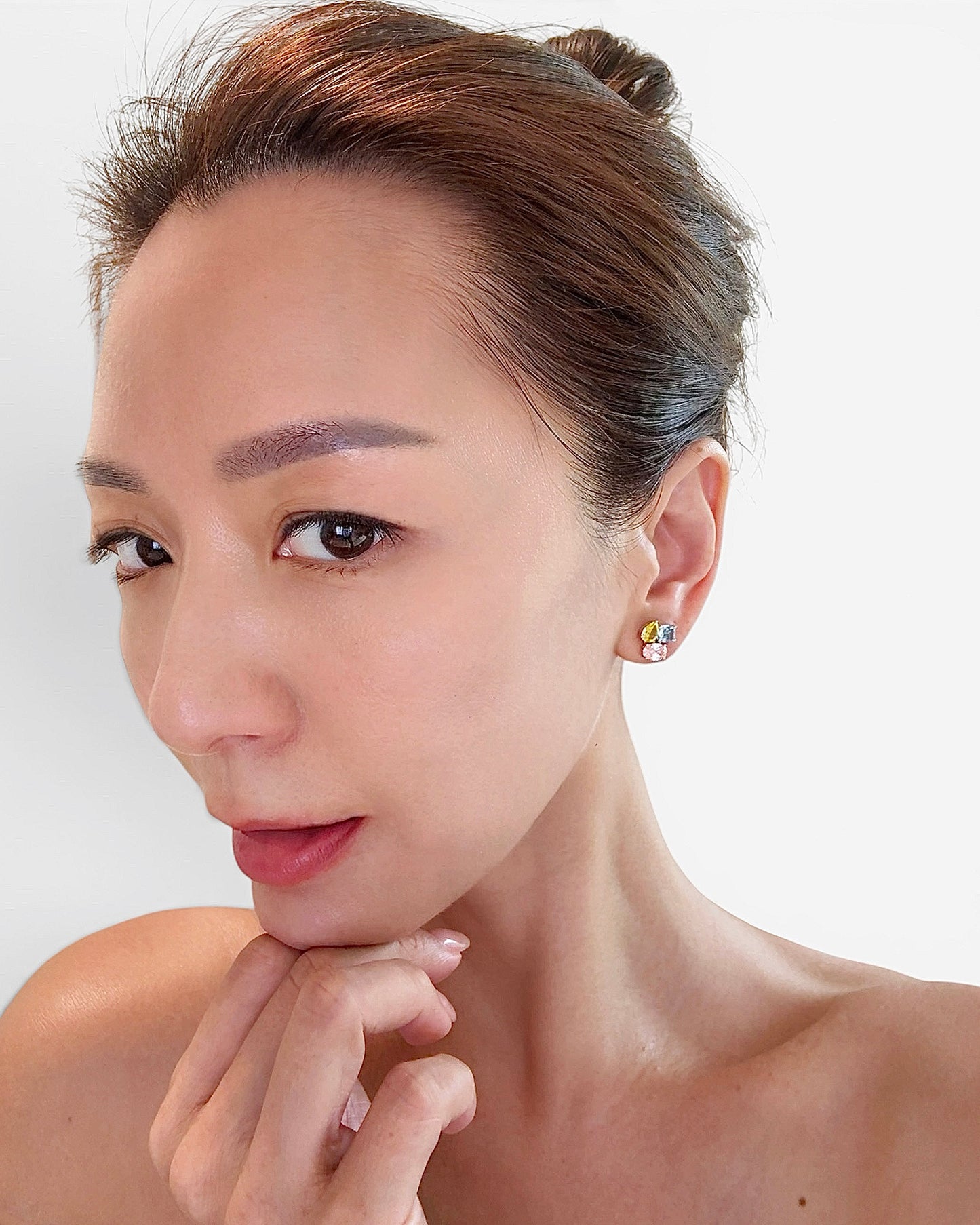GAL coloured cluster lab-grown diamond stud earrings
