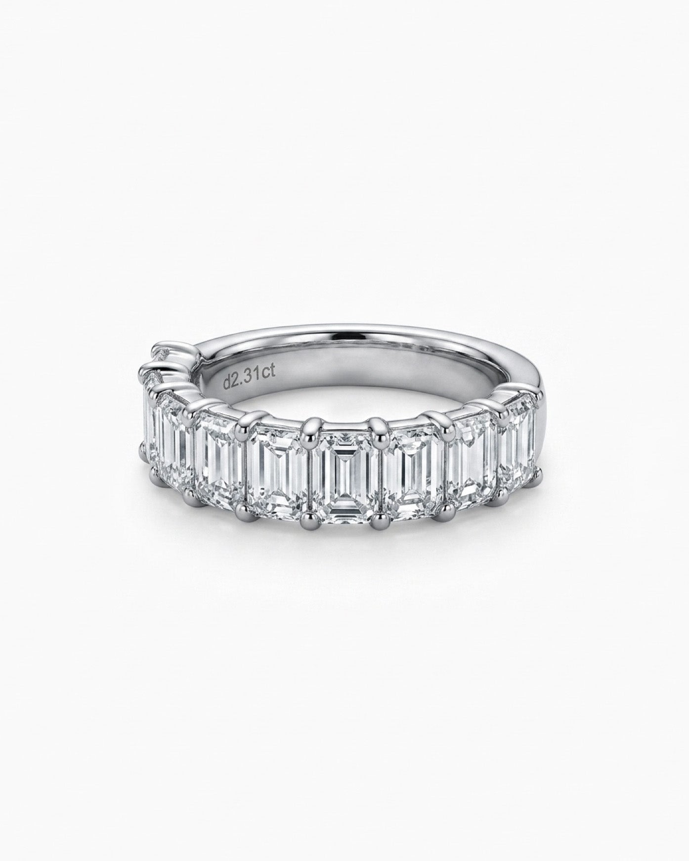 0.33ct emerald half eternity 925 silver ring