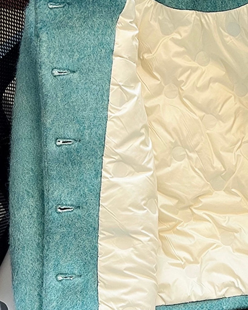 turquoise wool blended quilted jacket *pre-order*