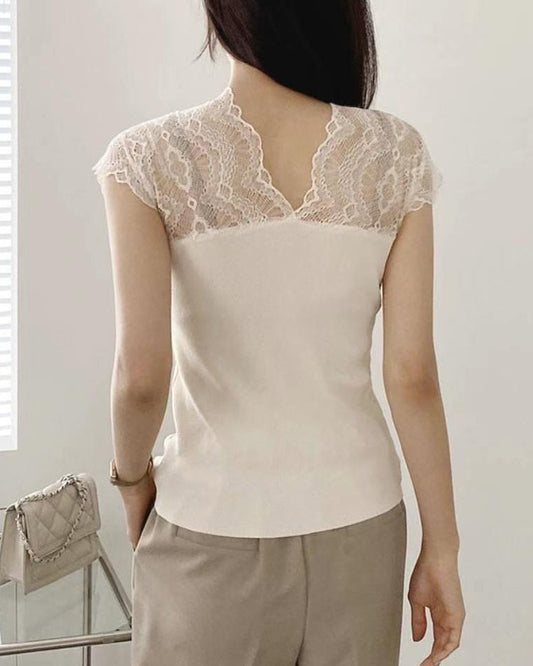 ivory lace knitted vest *pre-order*