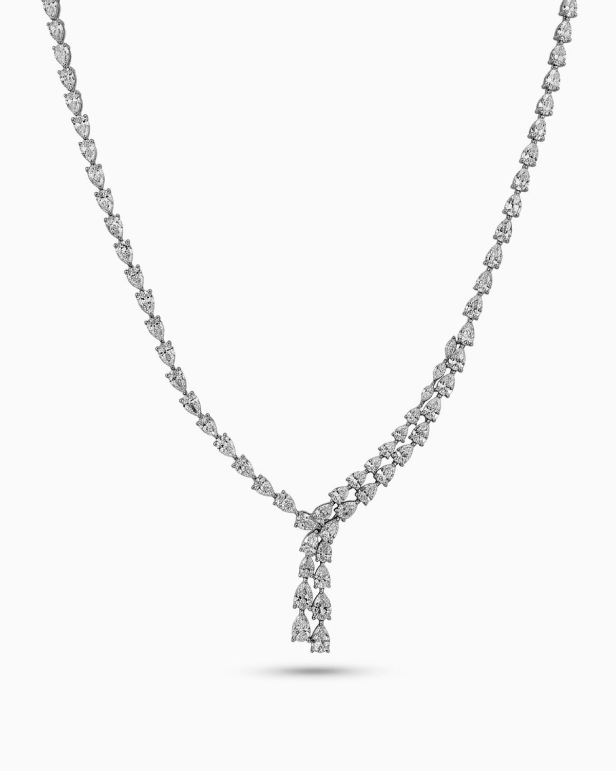 elegant Y-shape marquise lab grown diamond 925 silver necklace