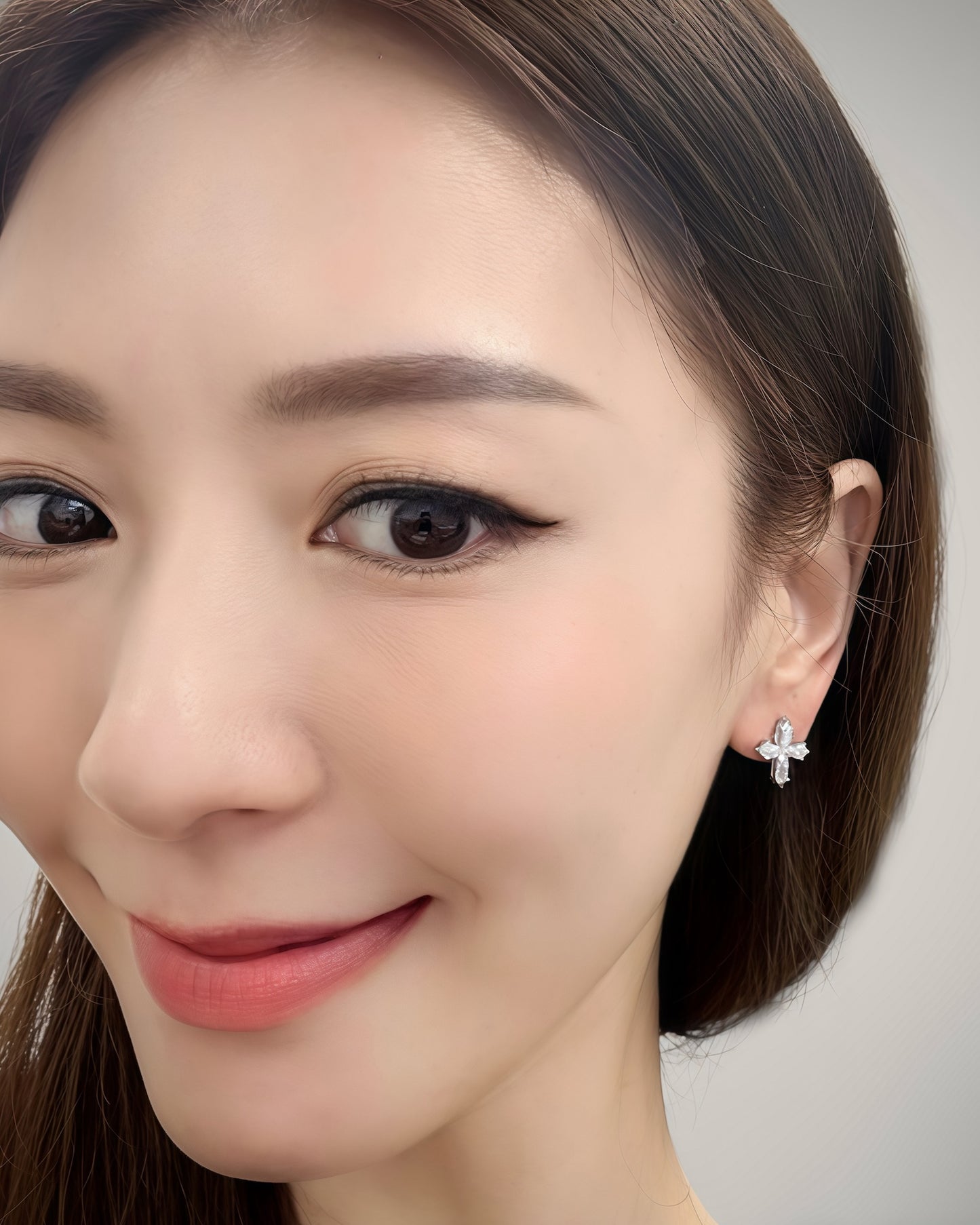 GAL geometric cross shape lab-grown diamond earrings