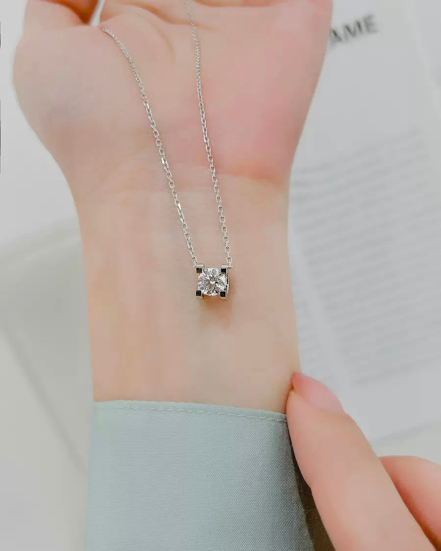 ASM C square w/ round lab-grown diamond necklace *pre-order*