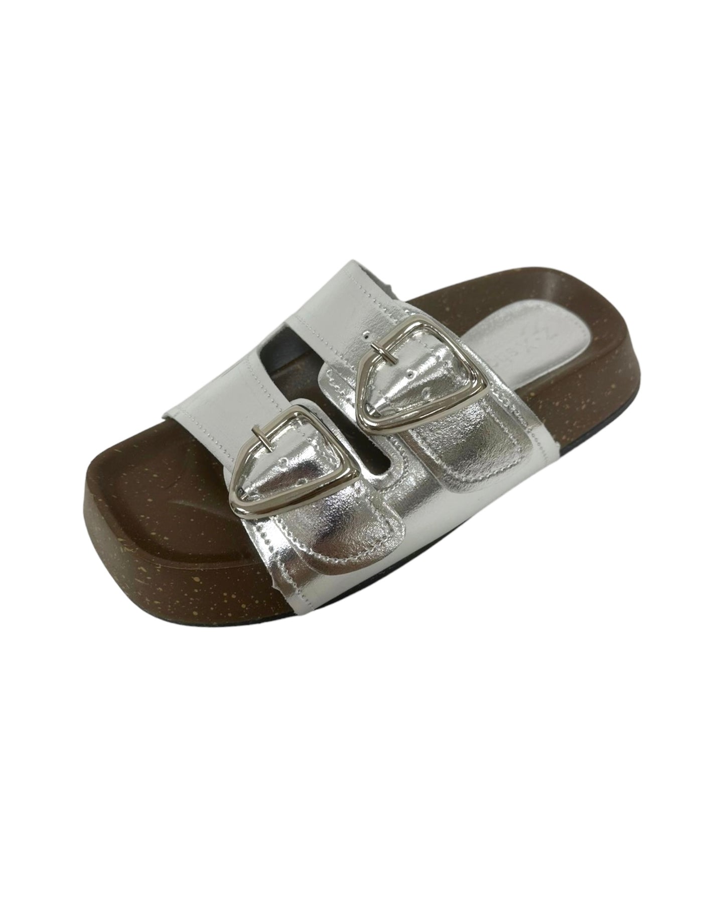 silver buckle pu leather sandals *pre-order*