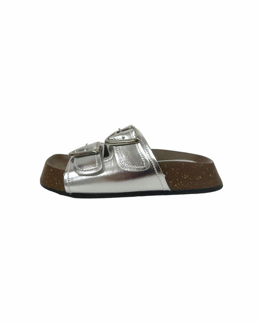 silver buckle pu leather sandals *pre-order*