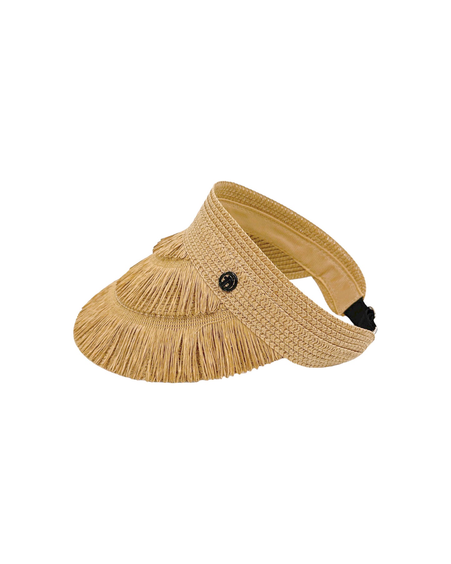 beige straw tassels visor hat