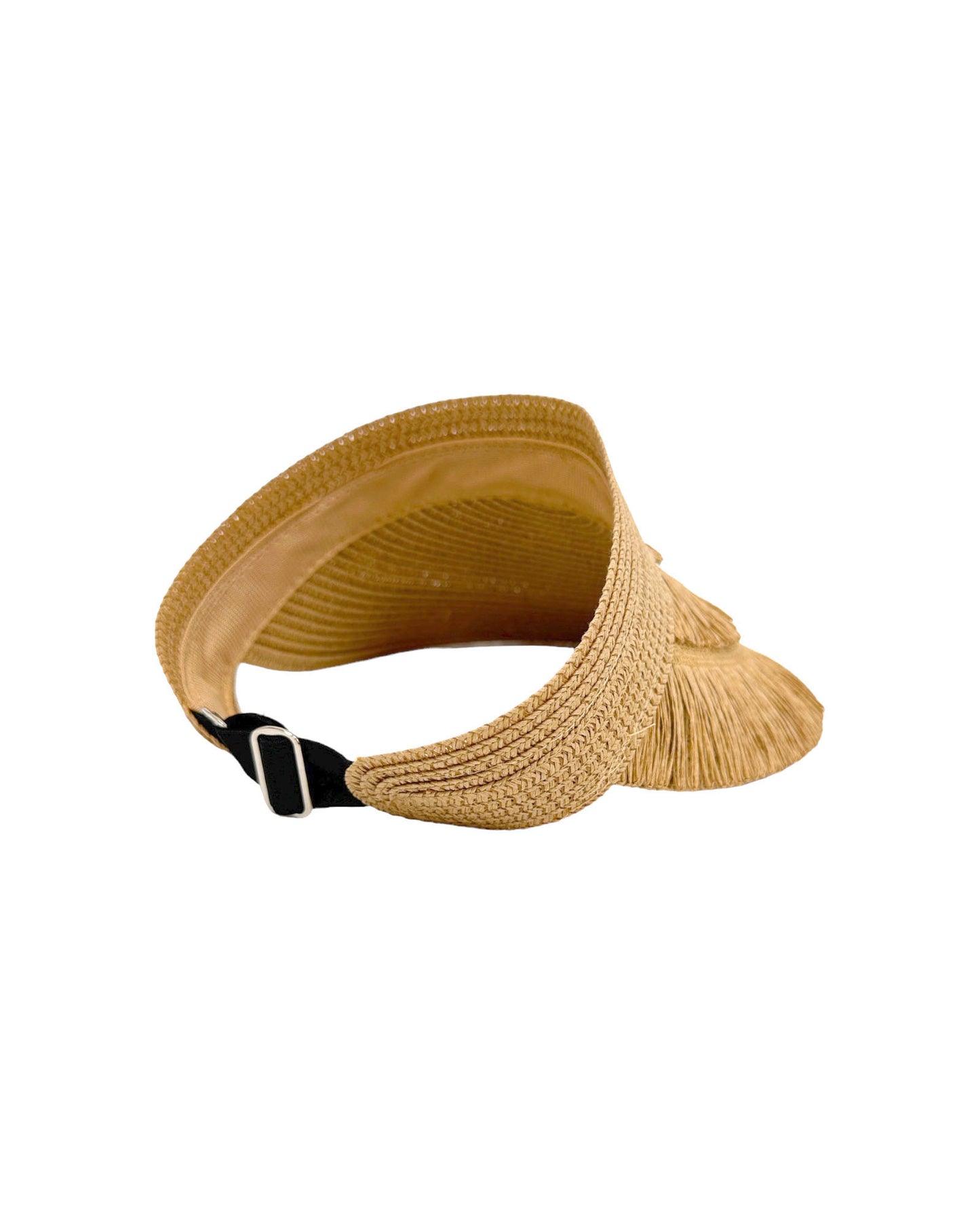 beige straw tassels visor hat