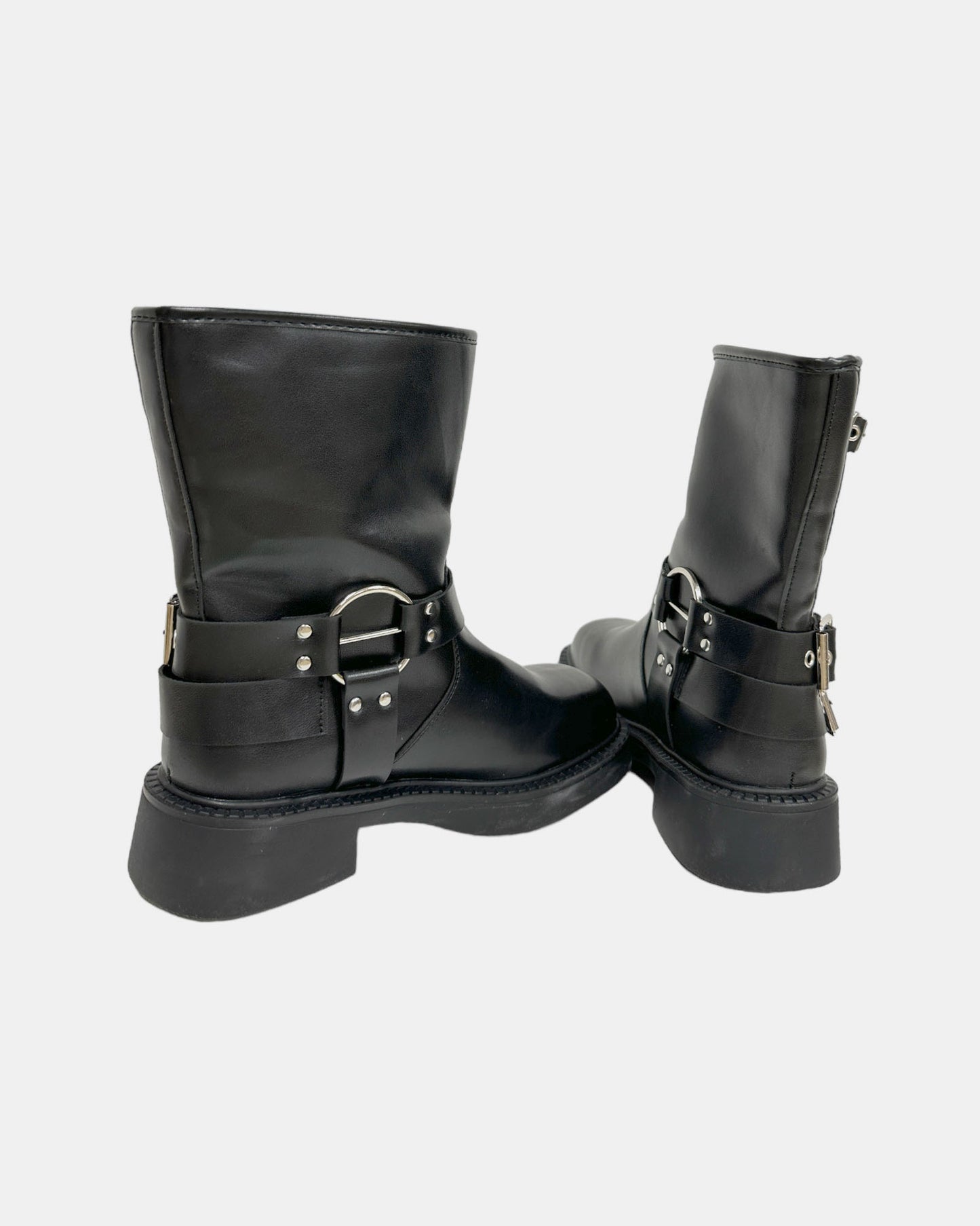 black leather buckles biker boots *pre-order*