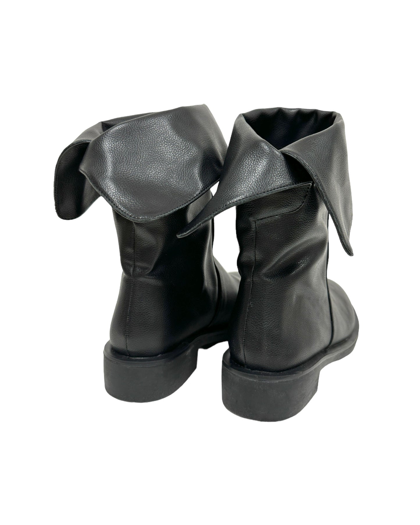 black leather fold over boots - 35, 37