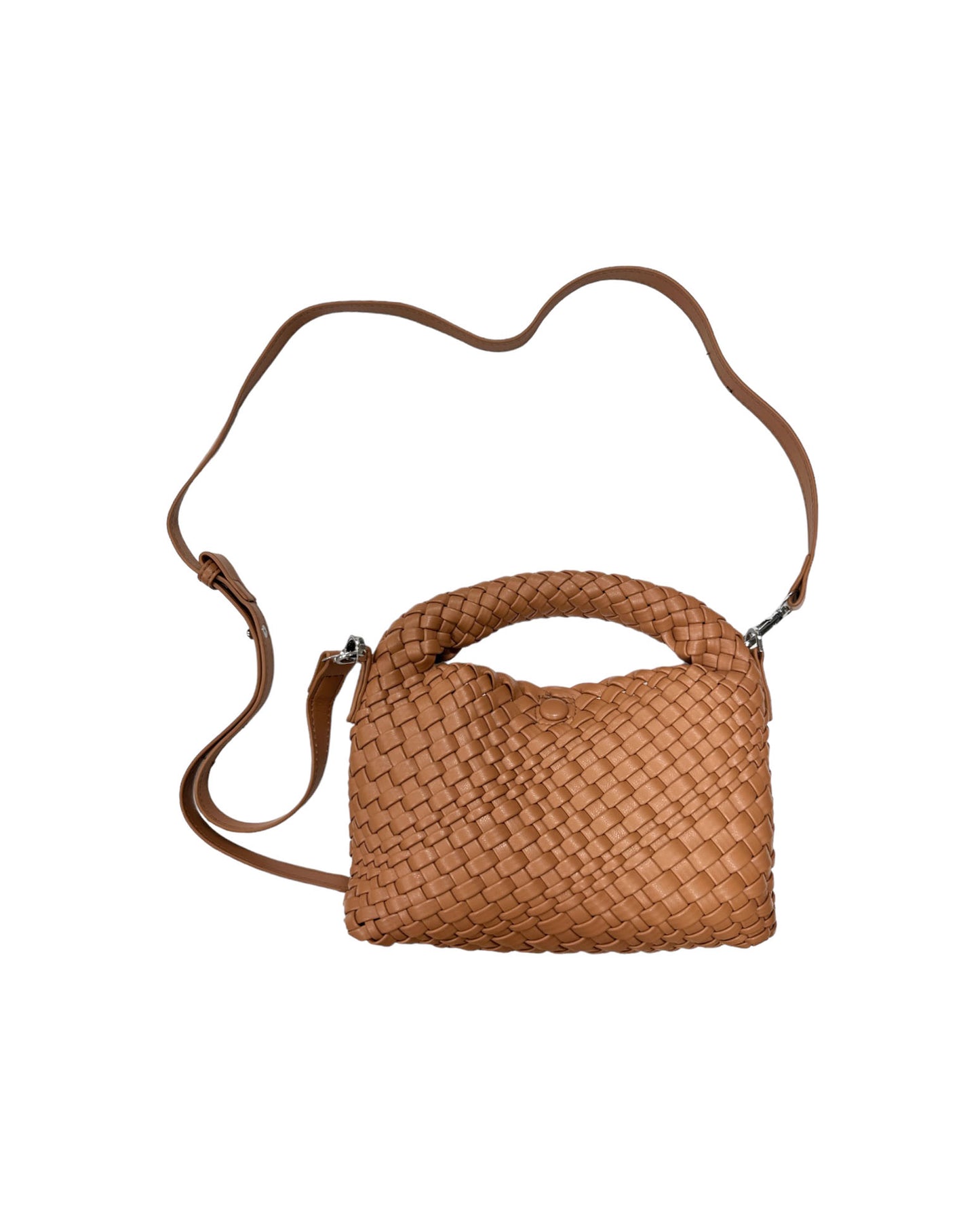 beige pu leather weave handle bag *pre-order*