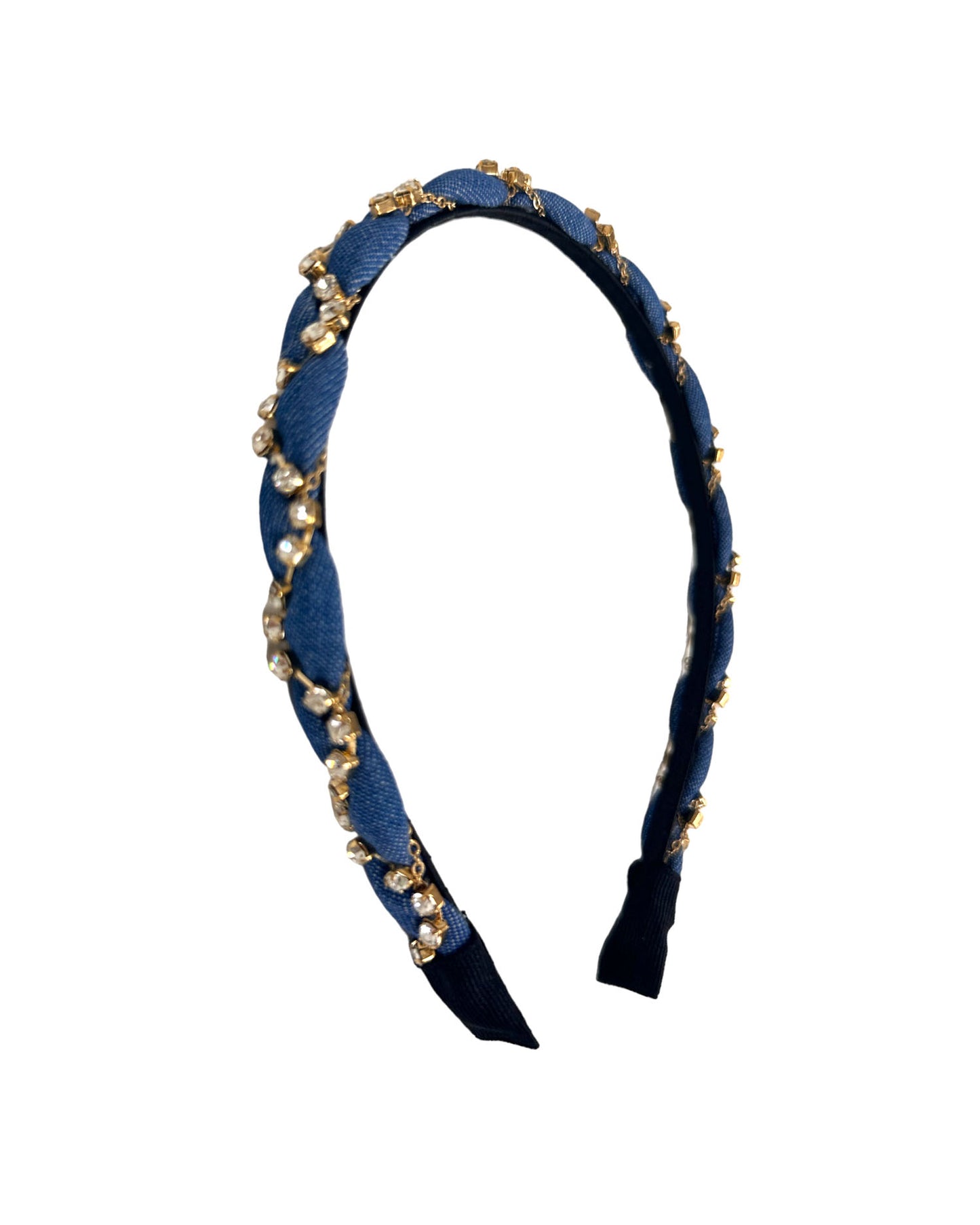 denim w/ diamonds gold chain headband