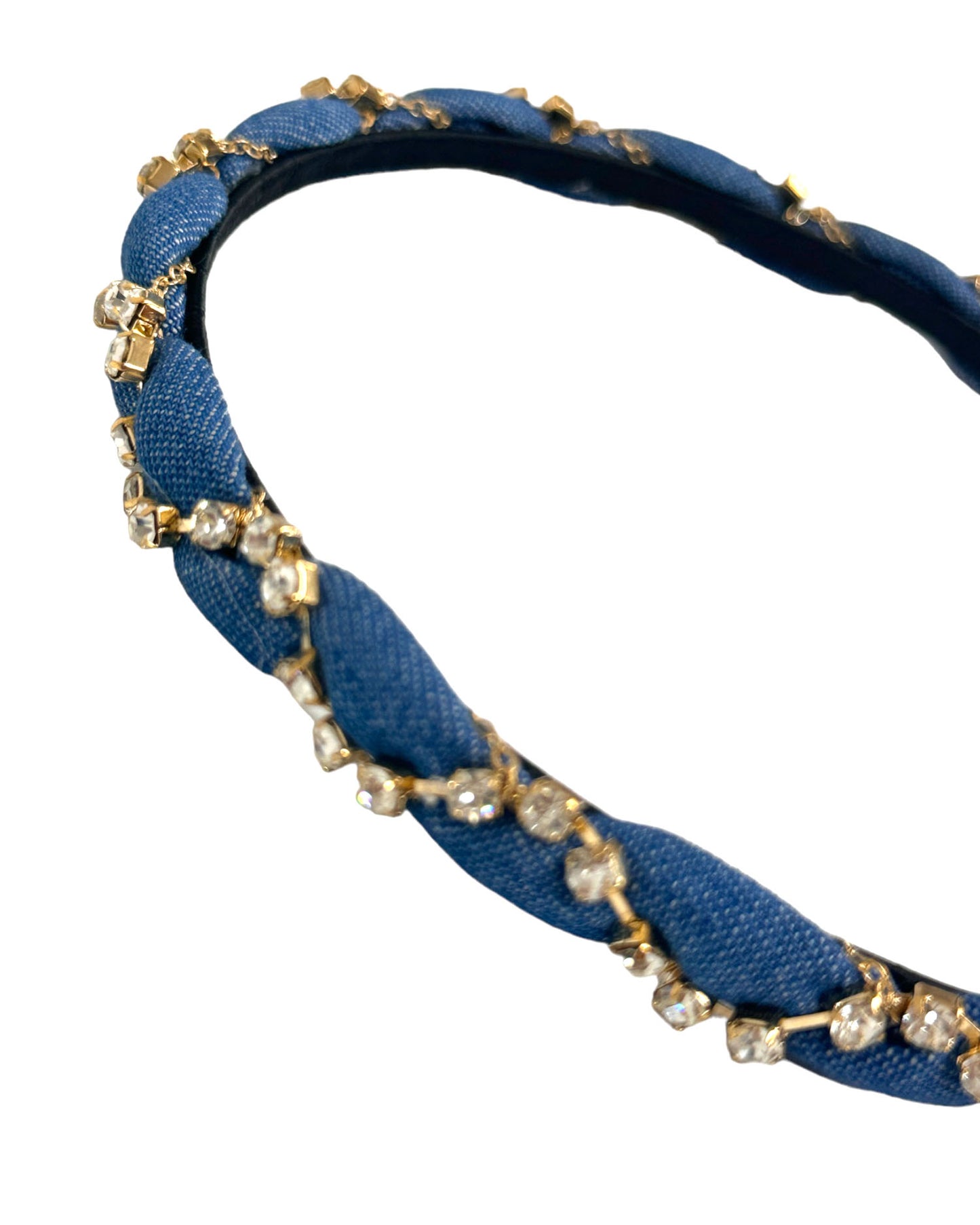 denim w/ diamonds gold chain headband